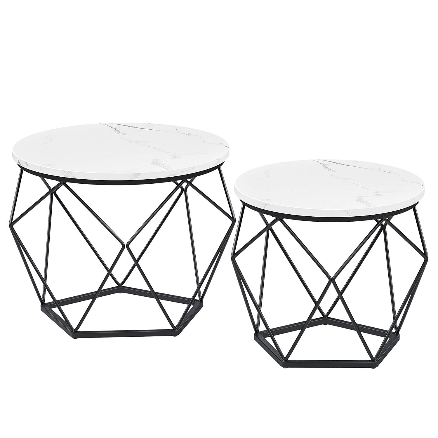 Coffee Table Tuxford Set of 2 Marble White Decor 60 cm