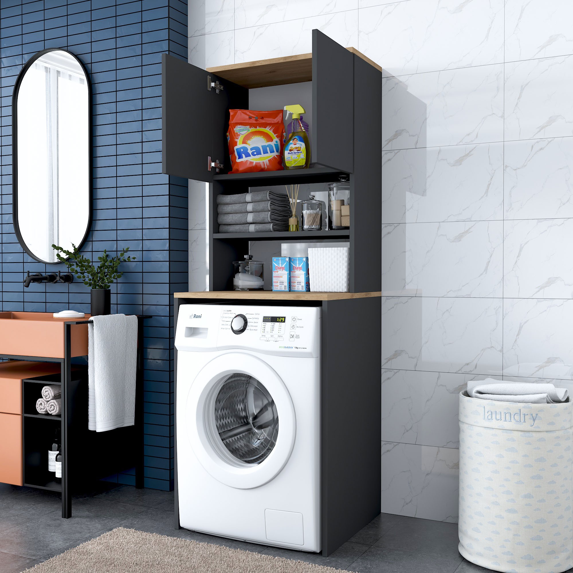 Mobile per lavatrice marrone noce 60cm x 183.6cm