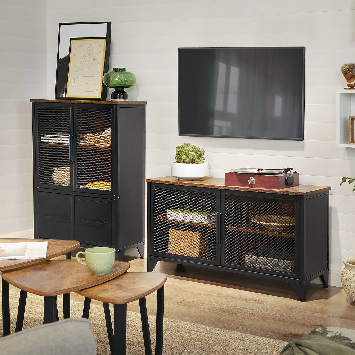 Chest of Drawers Thenon II Metal Black Brown