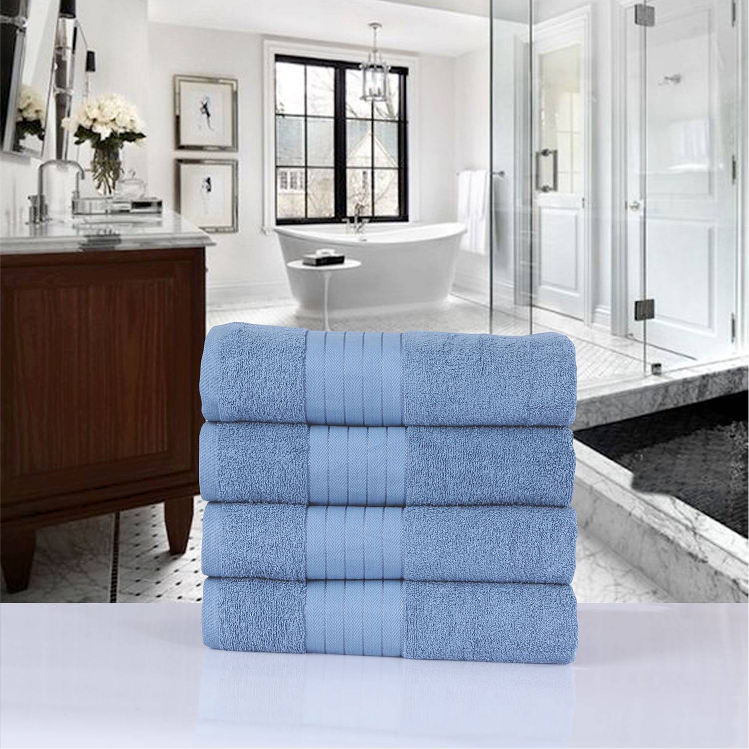 Branda Towel Set 4-Piece Set Cotton Ice Blue