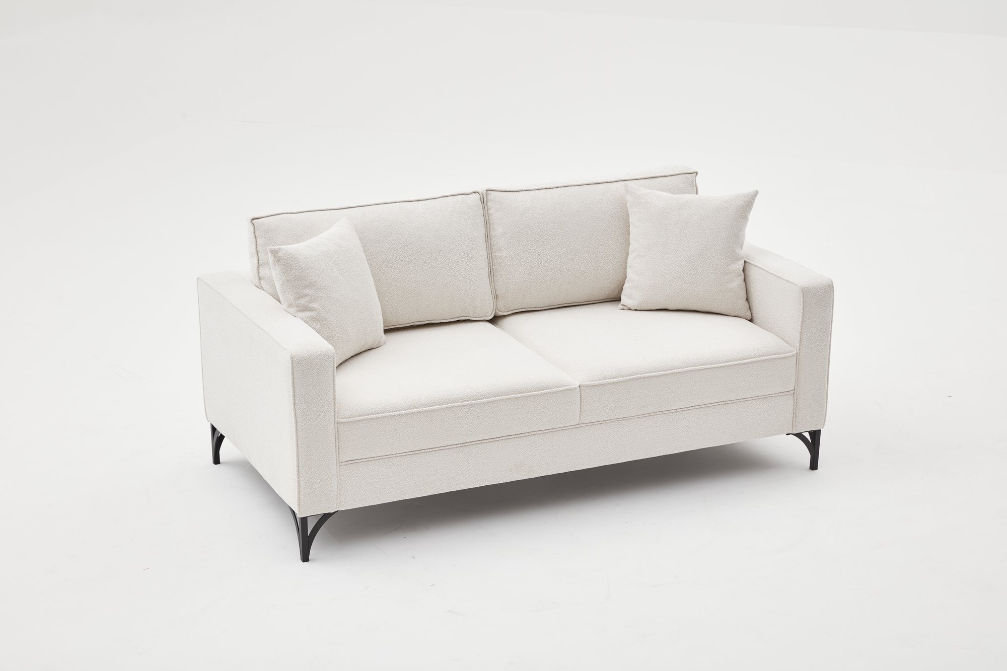 Lima Sofa 2-Sitzer Creme mit schwarzen Beinen