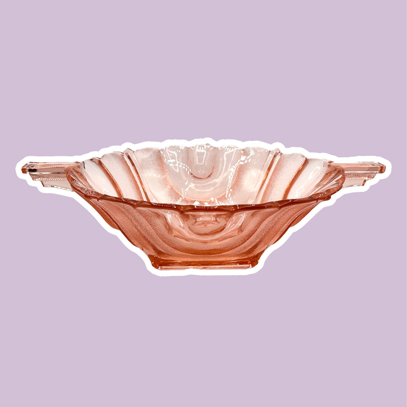 Vintage Art Deco Essex Ciotola Vetro Rosa anni '30