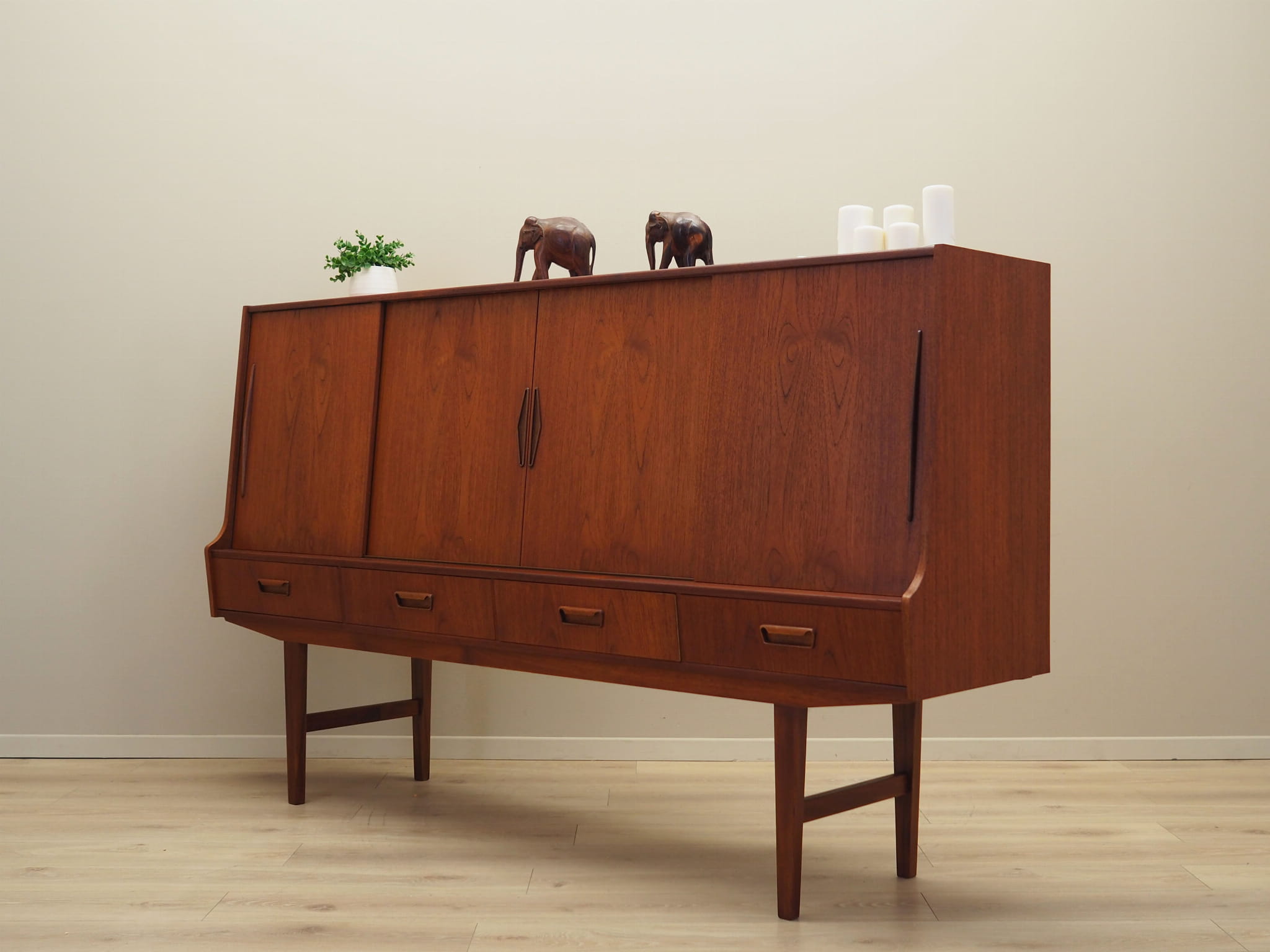 Highboard Teak Wood Brown 1960s