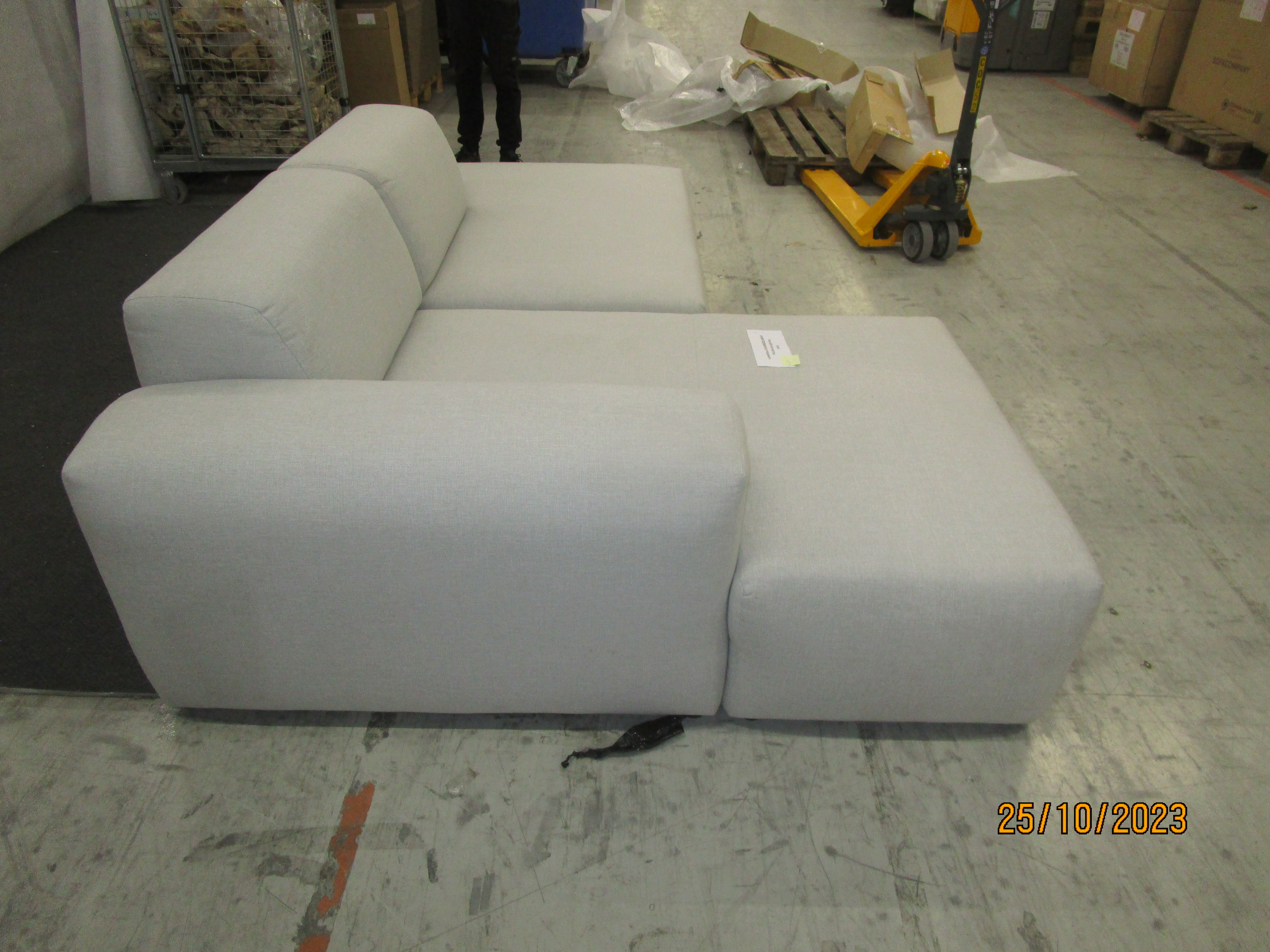 Pyllow Sofa Récamiere Links Webstoff Lichtgrau