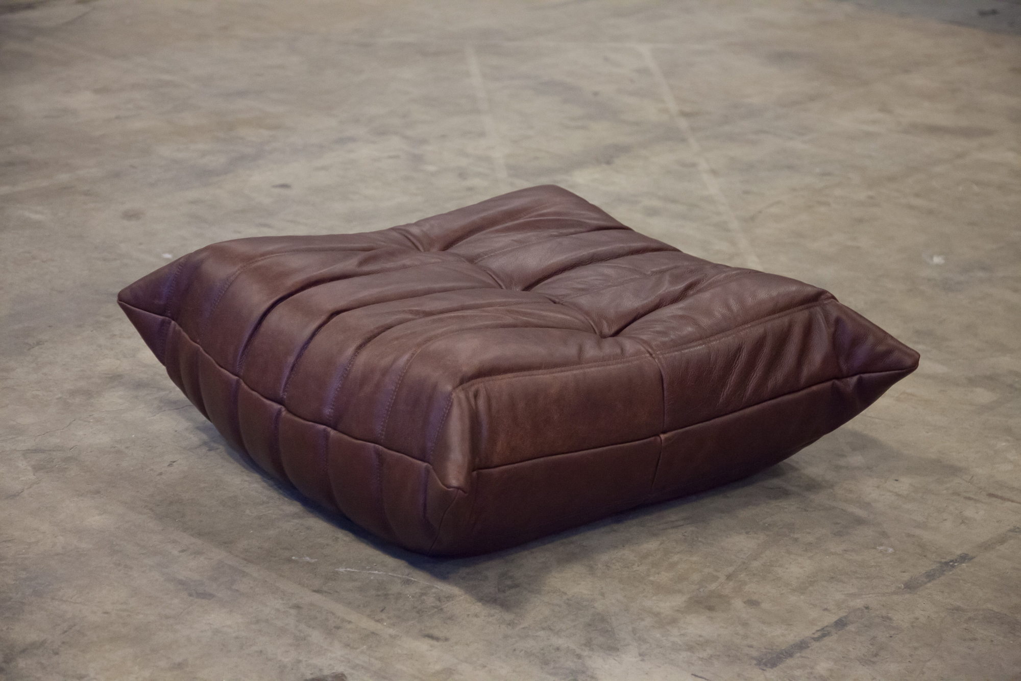 Togo Ottoman Pull-Up Leather Chocolate Brown