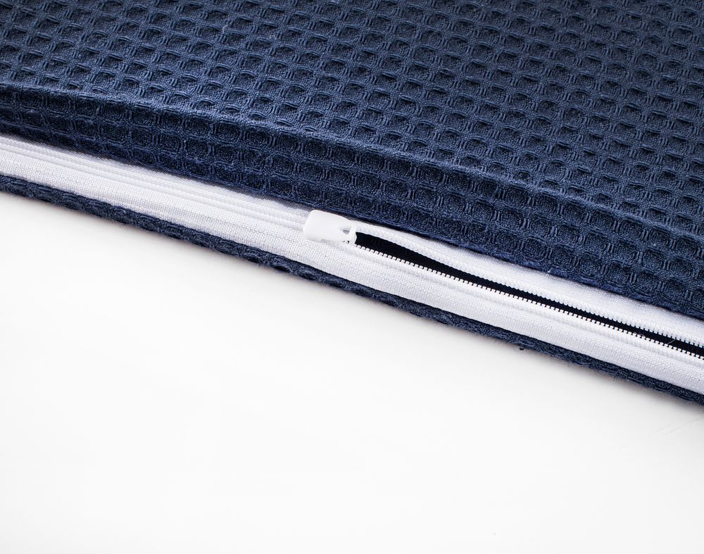2x Kissen und Decken Set aus Waffelpiqué 100% Baumwolle Blau