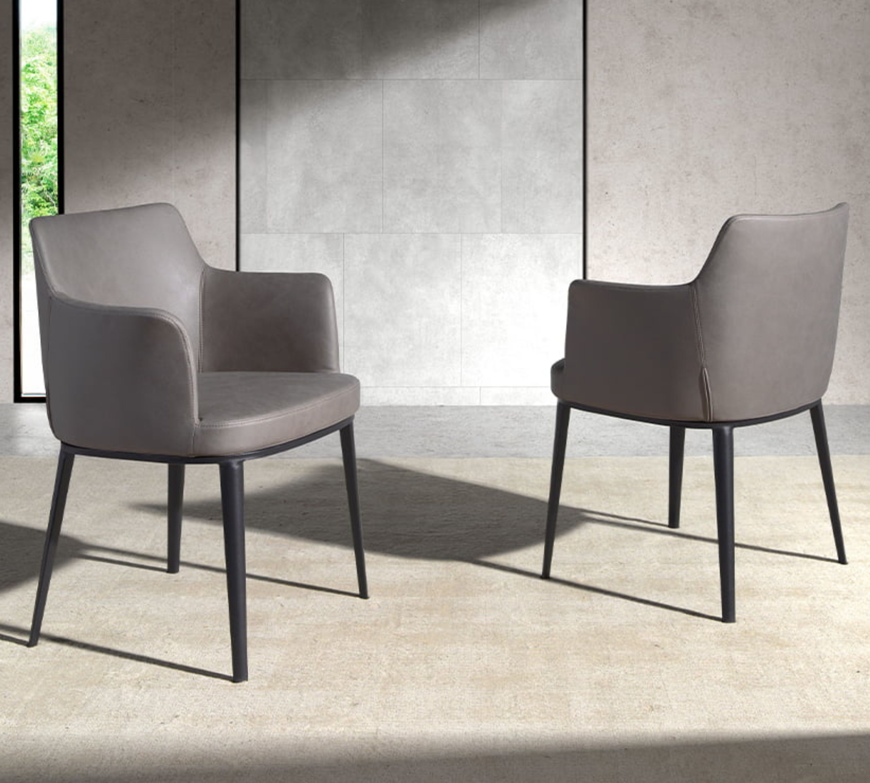 Sedia con braccioli acciaio inox grigio