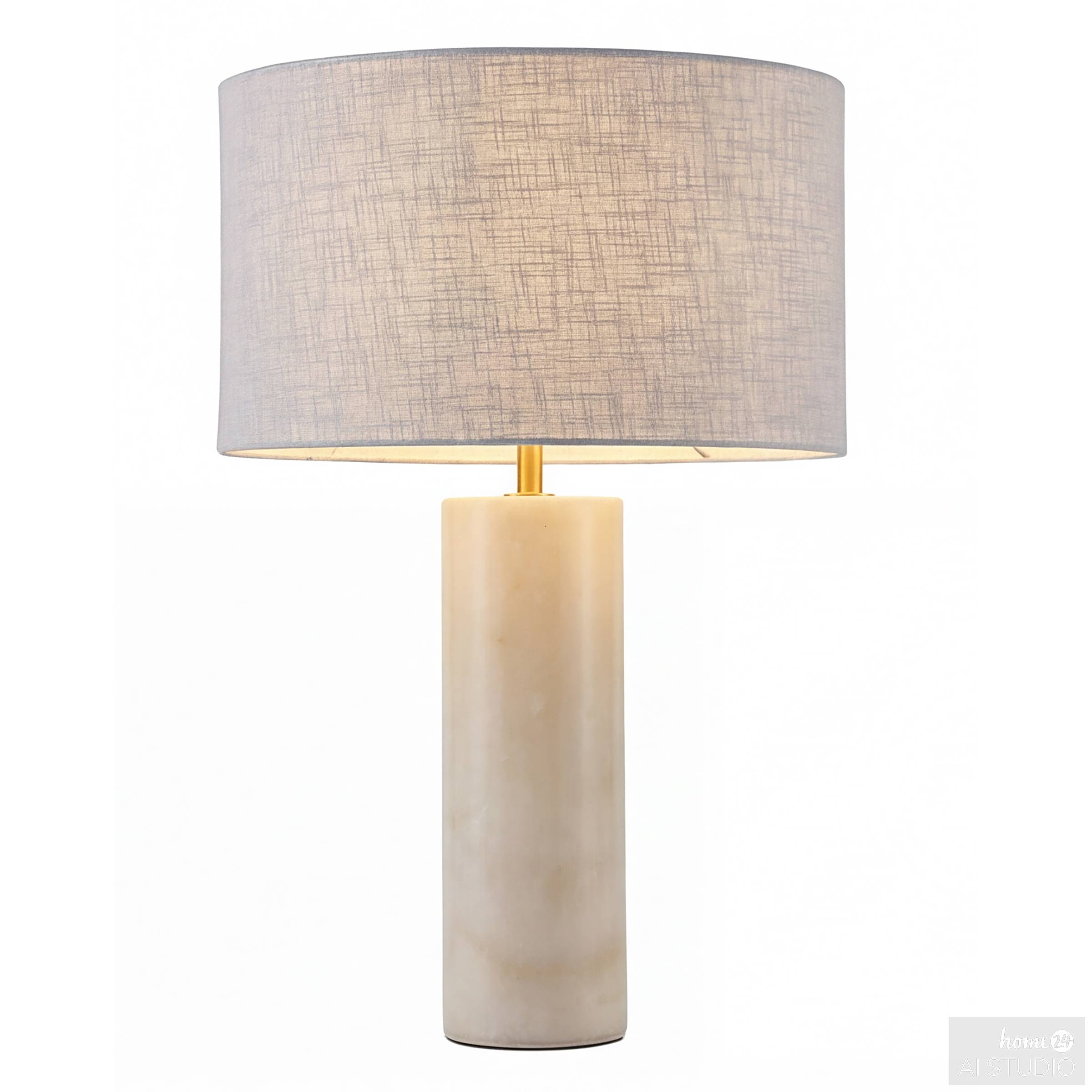 Juxo Tischleuchte mit Marmorfuß 1-flammig Leinen Marmor Weiß