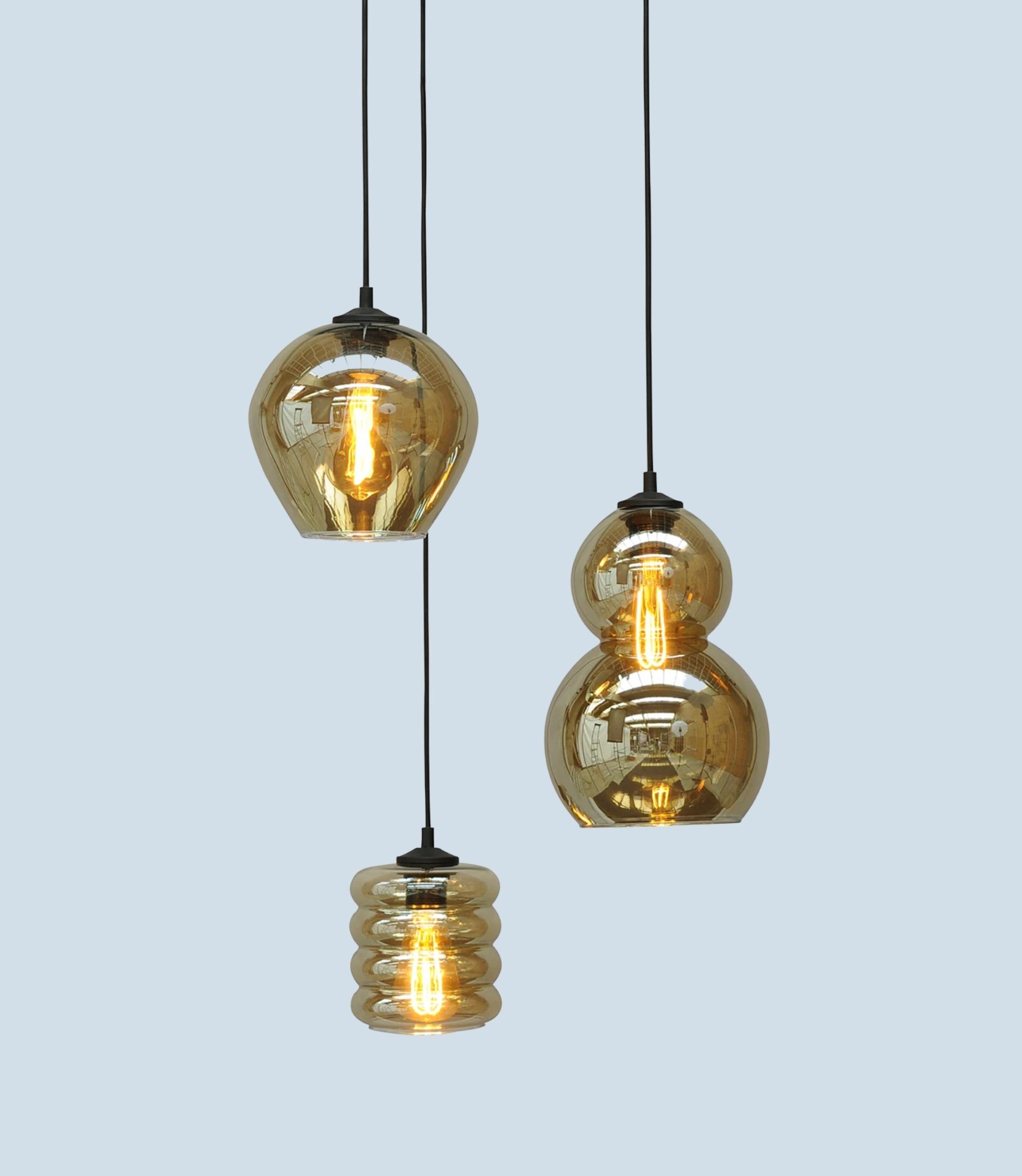 Rauchglas Pendelleuchte 3-Flammig