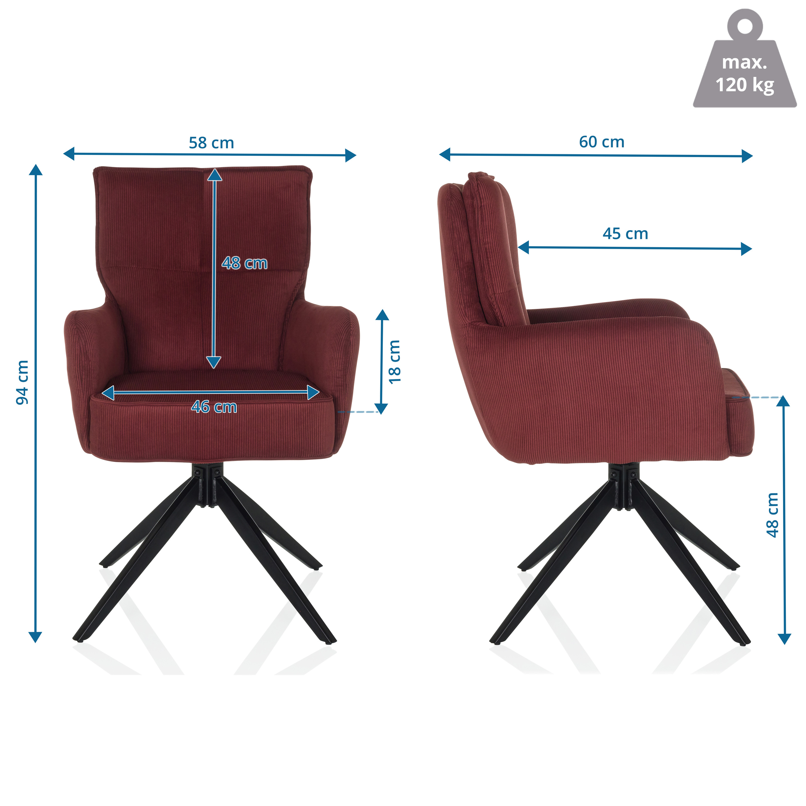 TARUGO Drehstuhl Stoff Rot