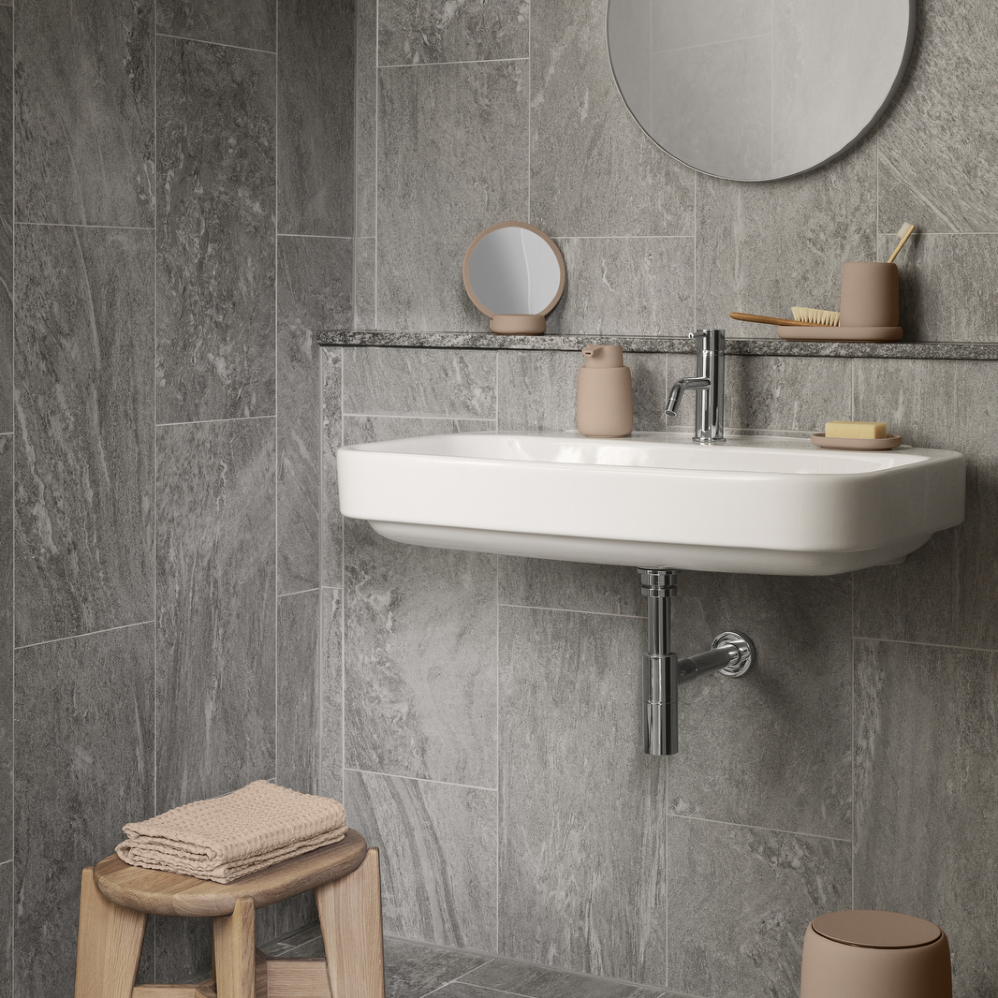 Rim Wandspiegel Steel Gray Glas Smoked Ø80cm 65924