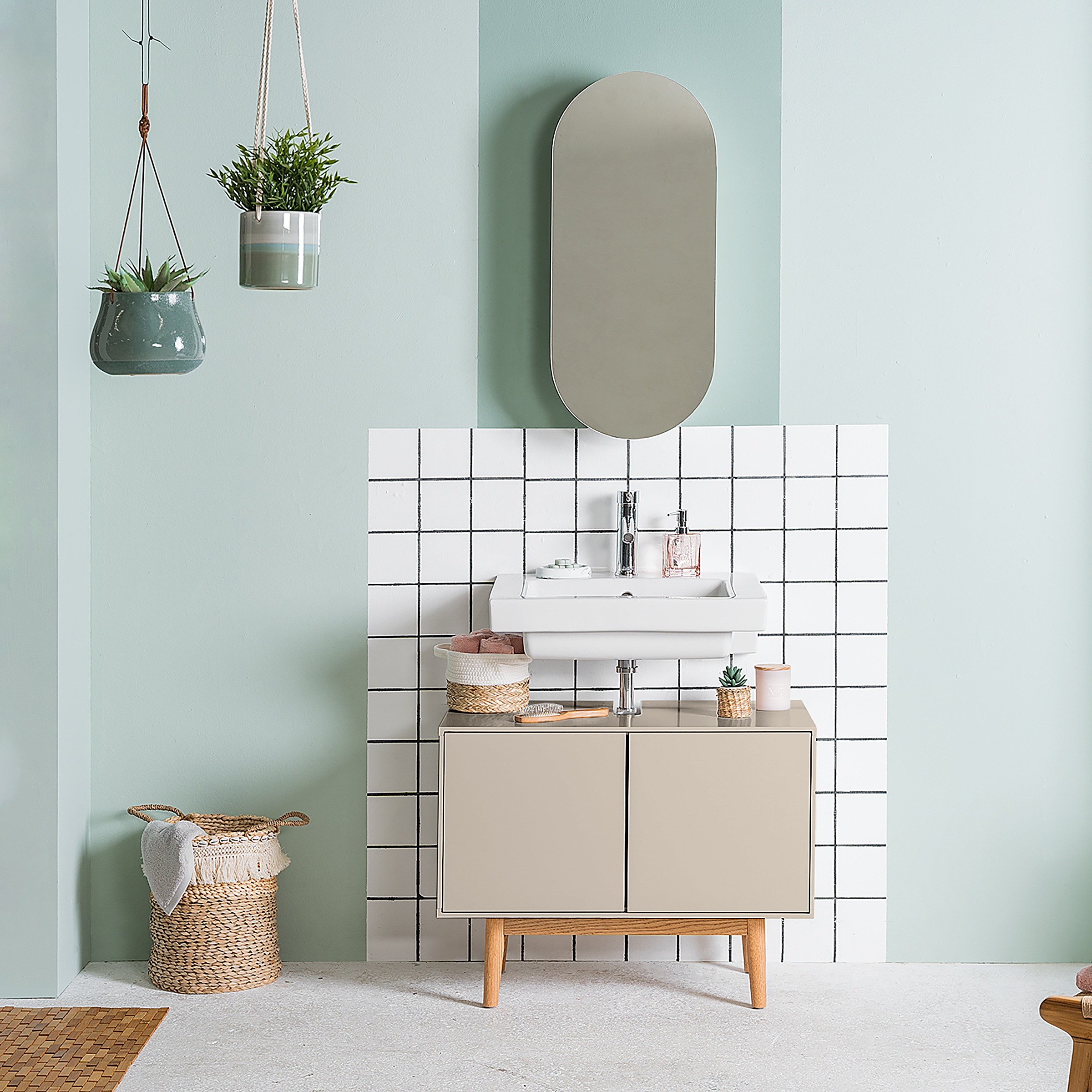 Lindholm Spiegelschrank Oval Taupe