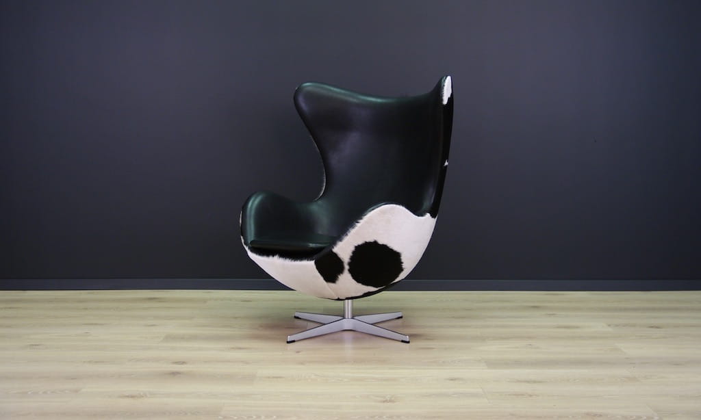 Egg Sessel Leder Arne Jacobsen Weiß Schwarz 