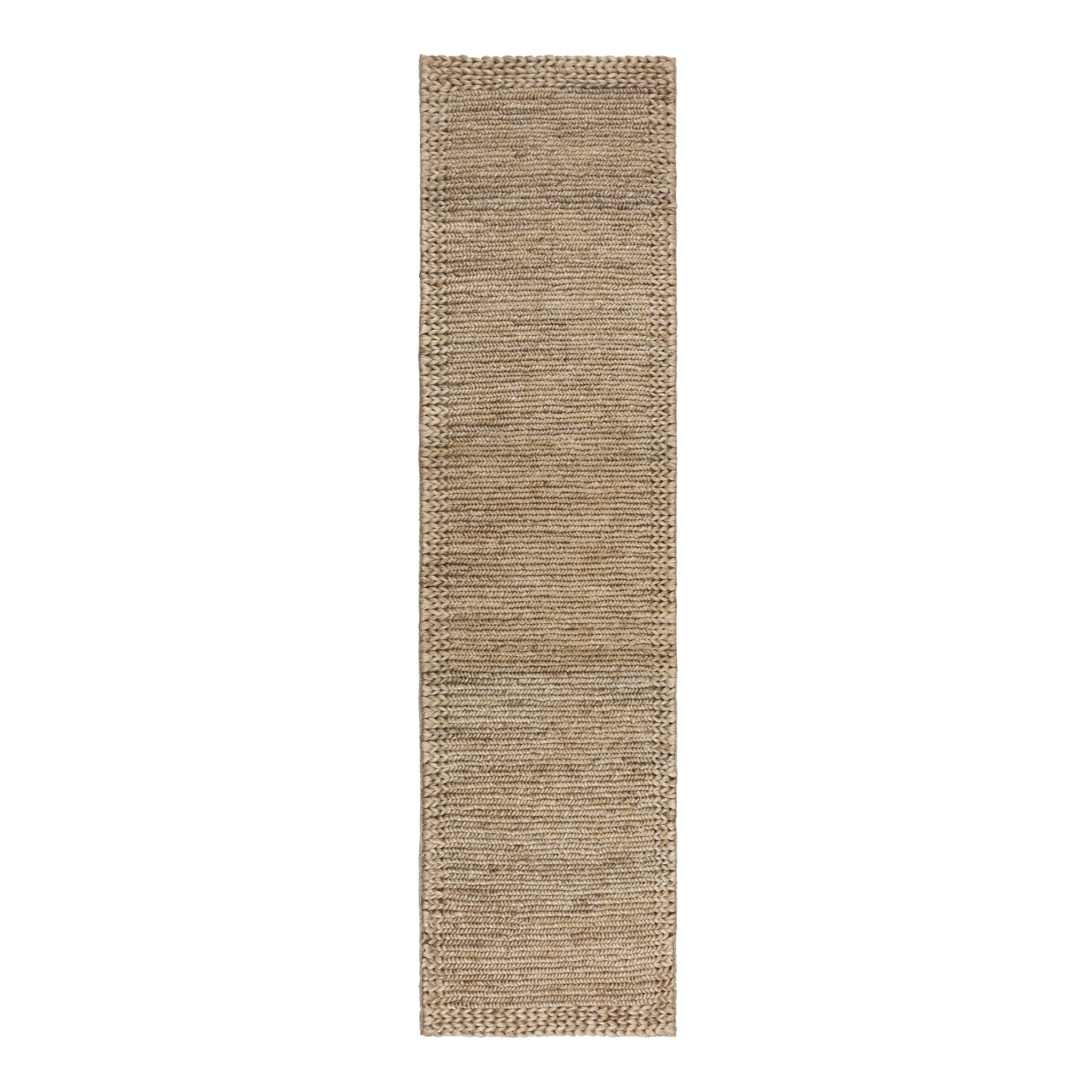 Drew Braid Border Läufer Kenaf Baumwolle Beige