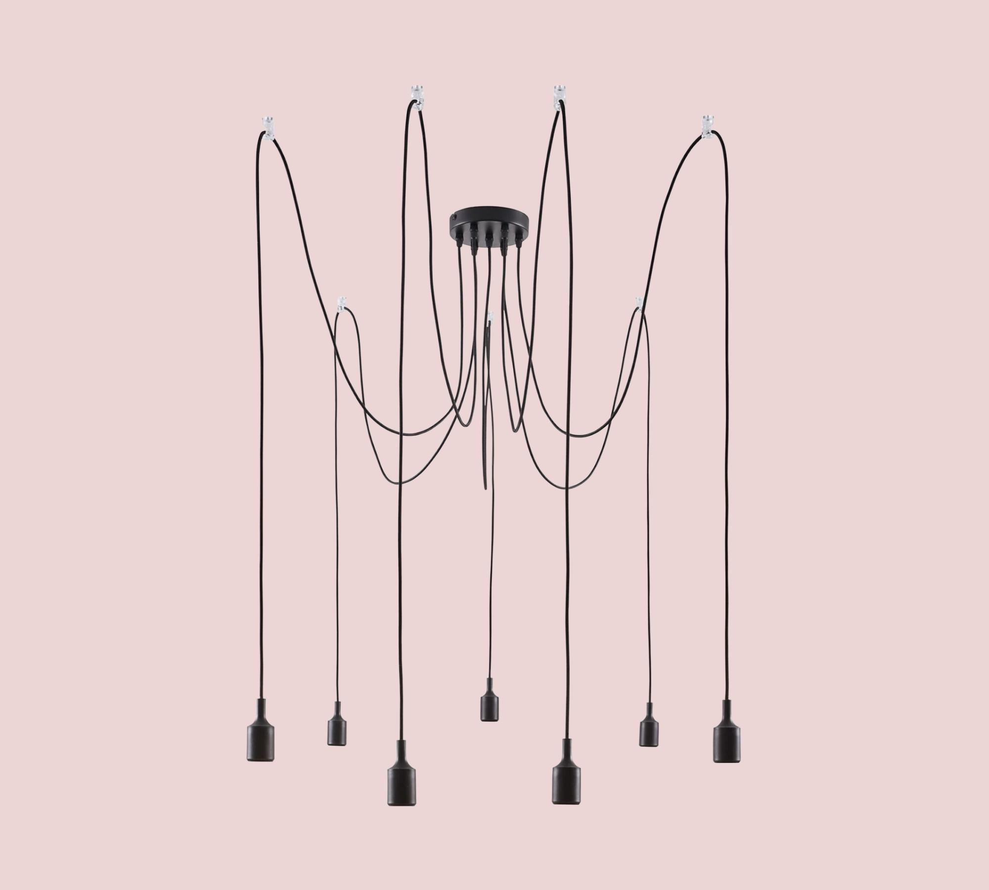 Pendant lamp 7-light aluminum black