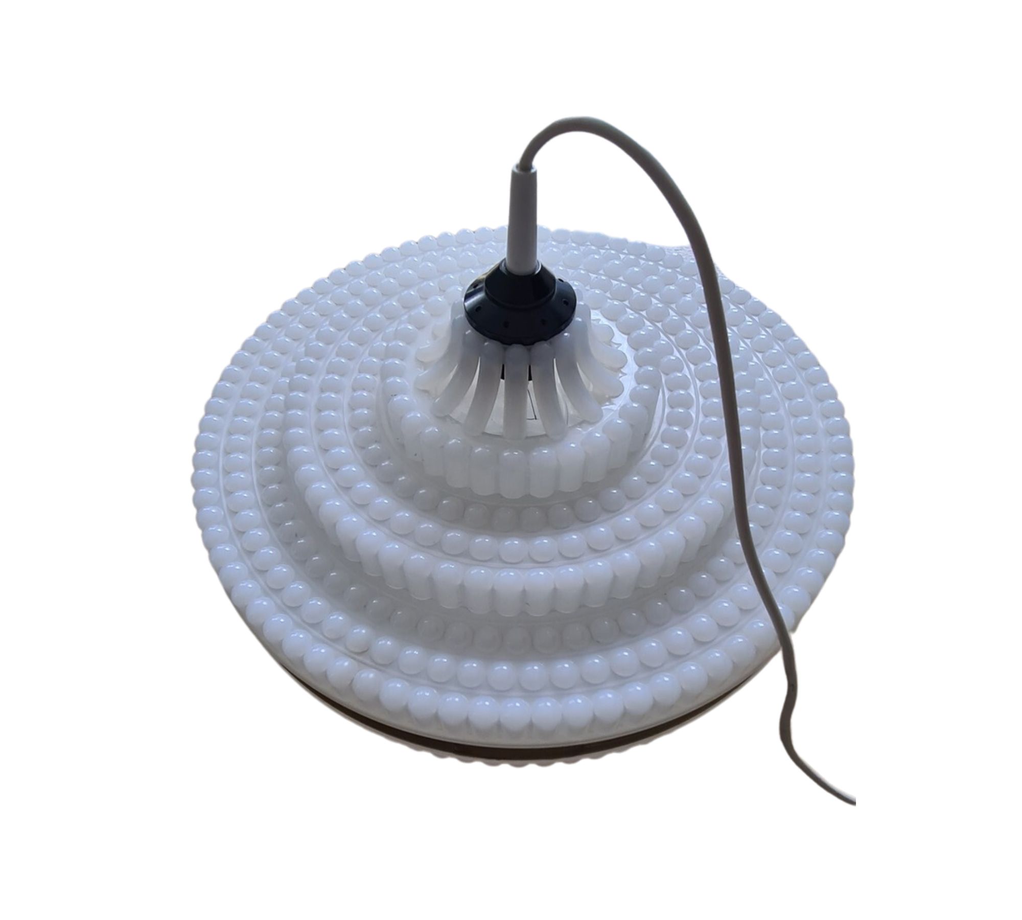 Vintage Pendelleuchte Kunststoff Messing Weiß