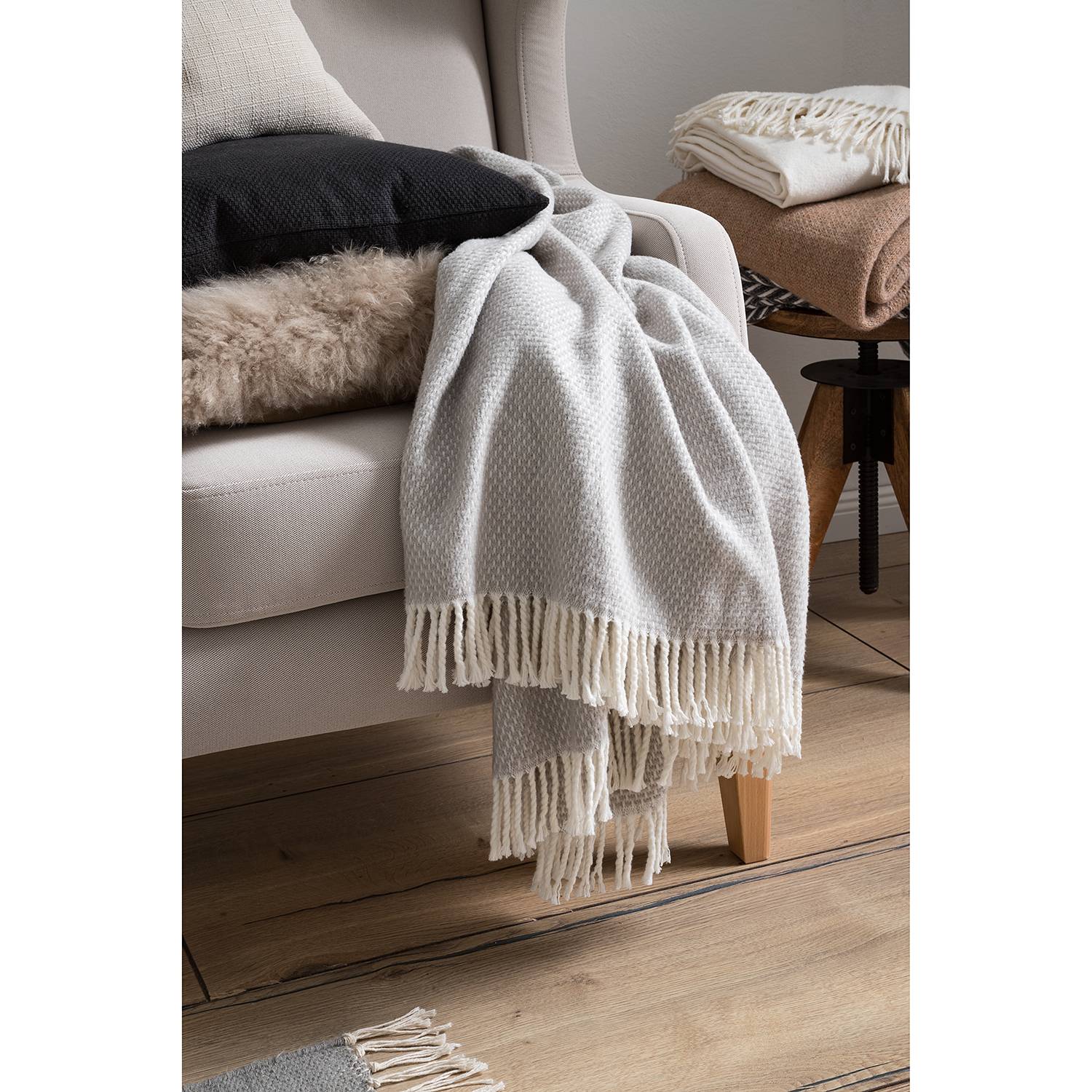 Plaid Zen Webstoff Hellgrau