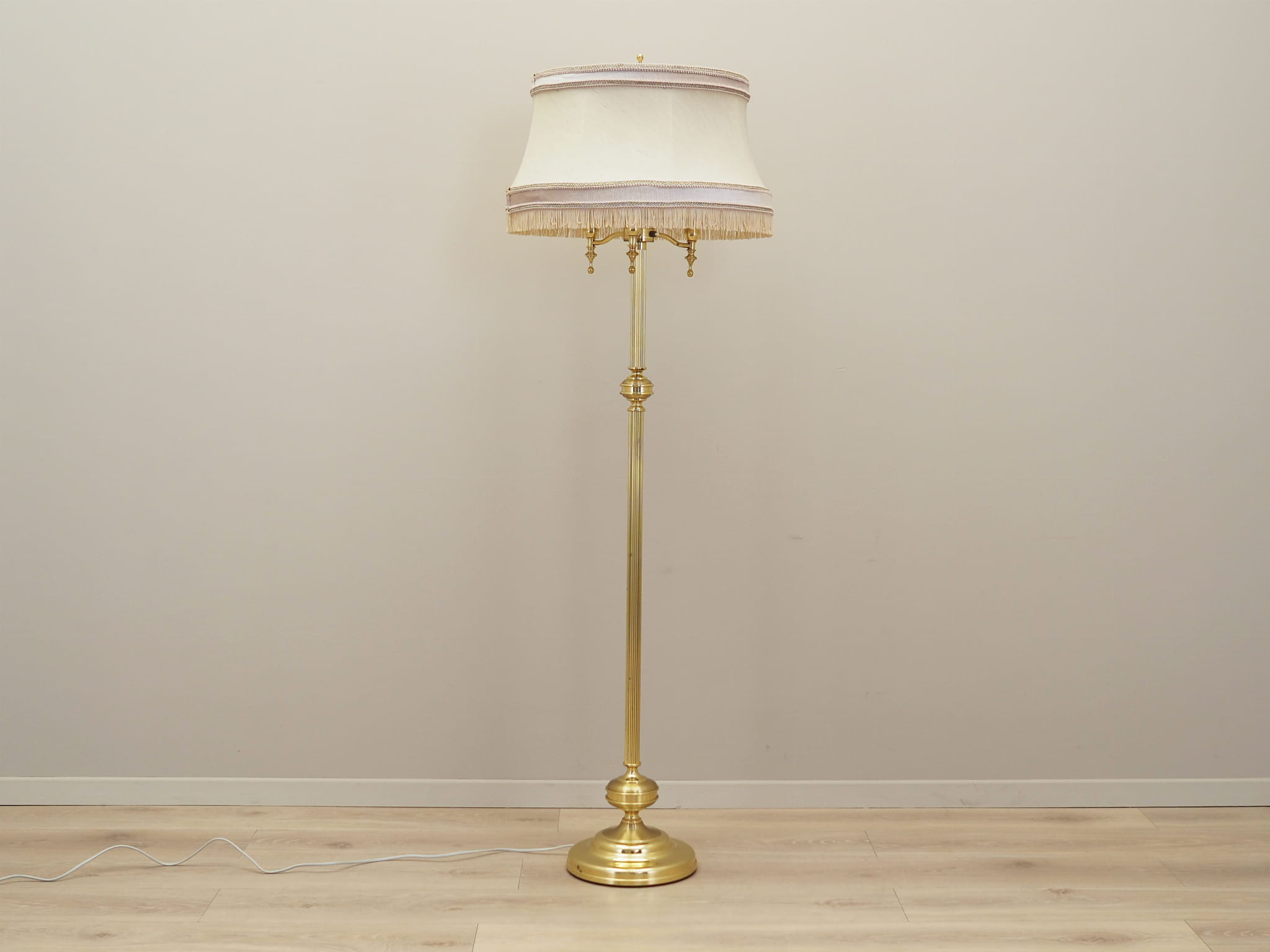 Vintage Floor Lamp Metal Textile Gold 1970s