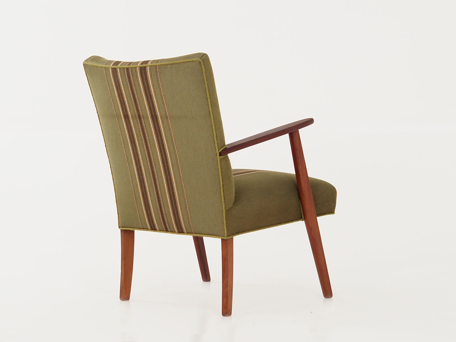 Vintage Chair Teak Wood Textile Green 1960s
