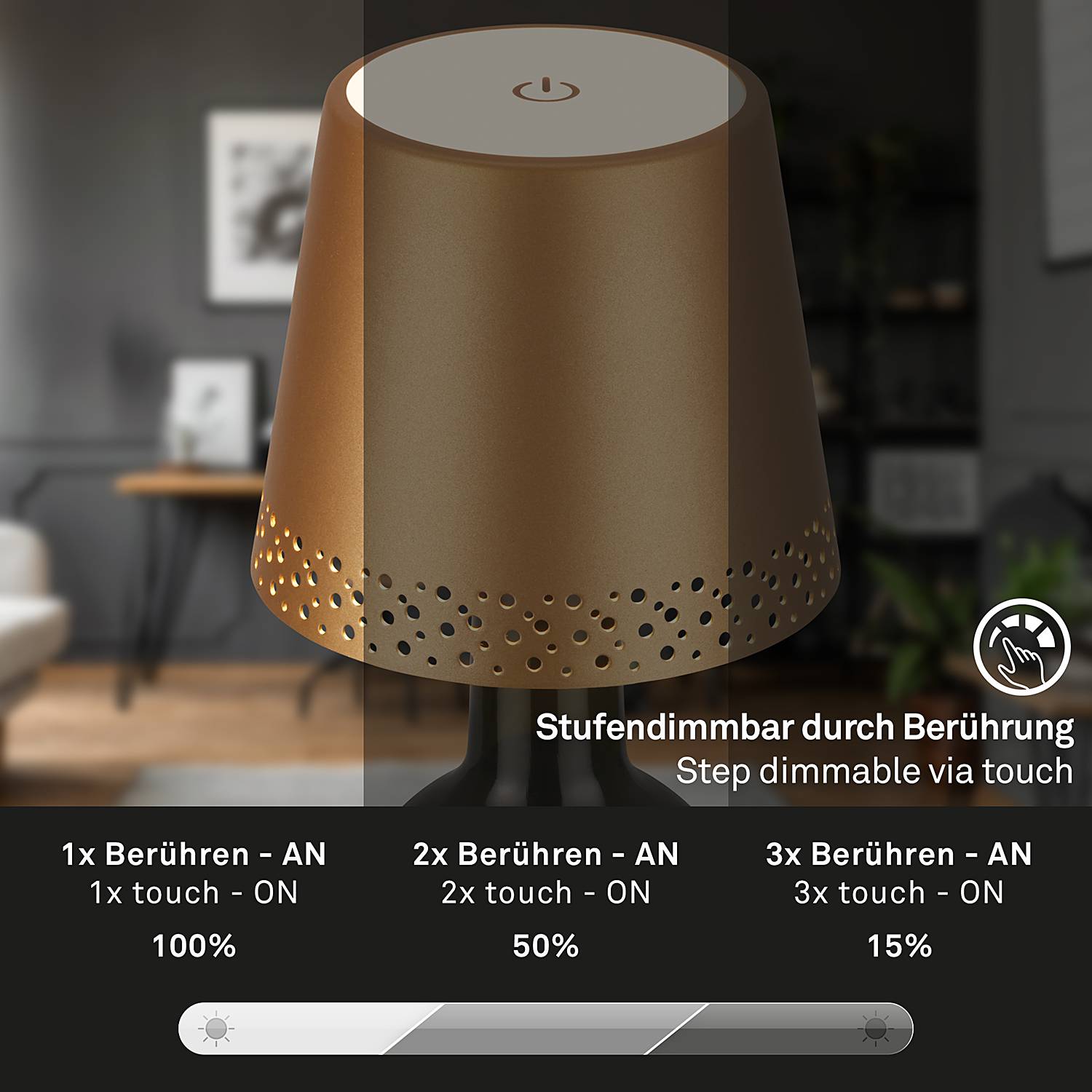 1-Flaming LED bottle light Bairros Aluminum Gold