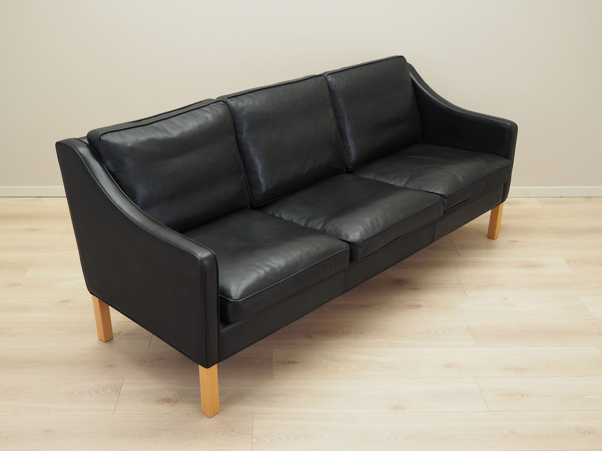 Sofa Leder Schwarz 1970er Jahre 