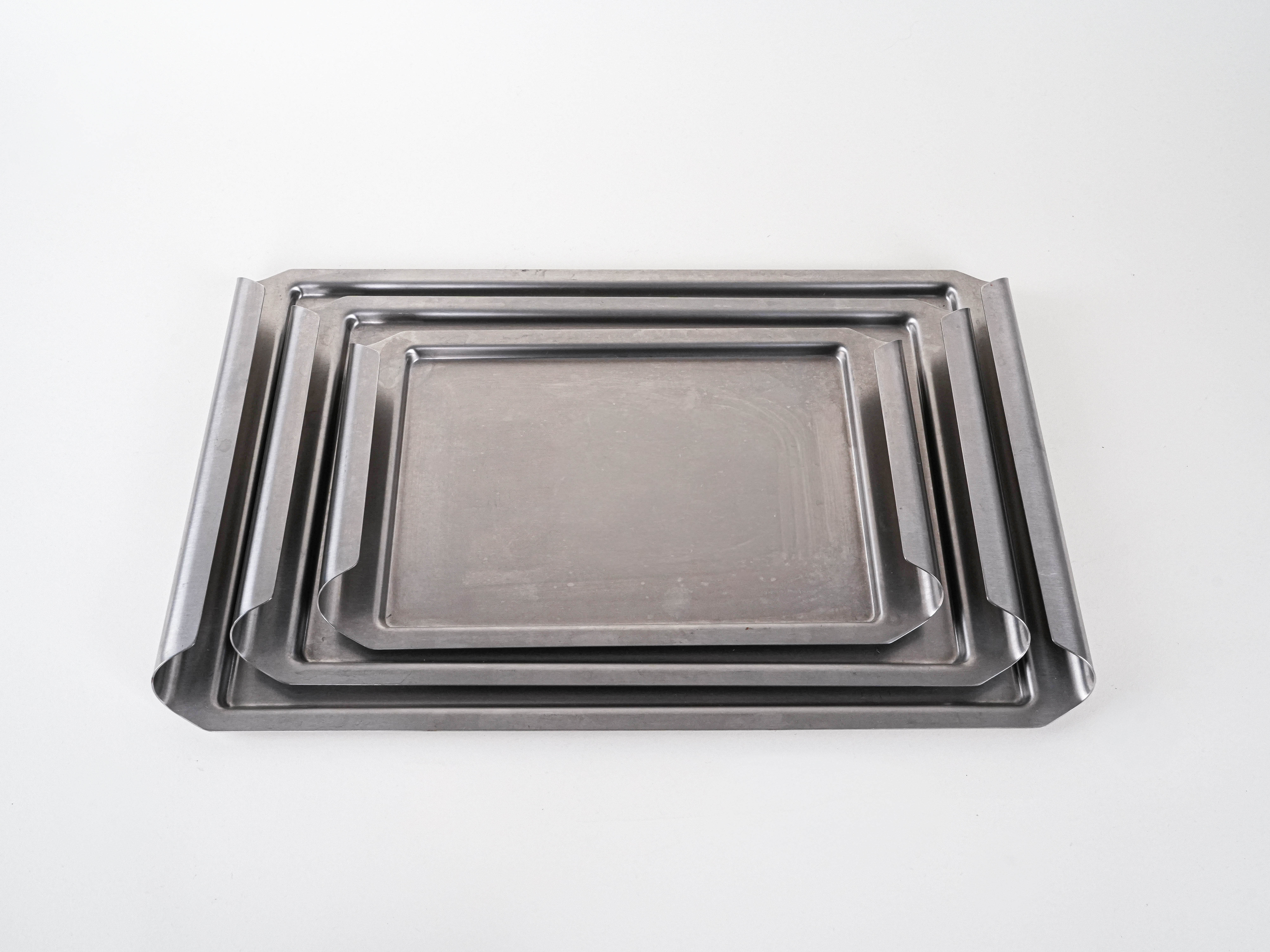 Set of 2 Stainless Steel Trays 1970s