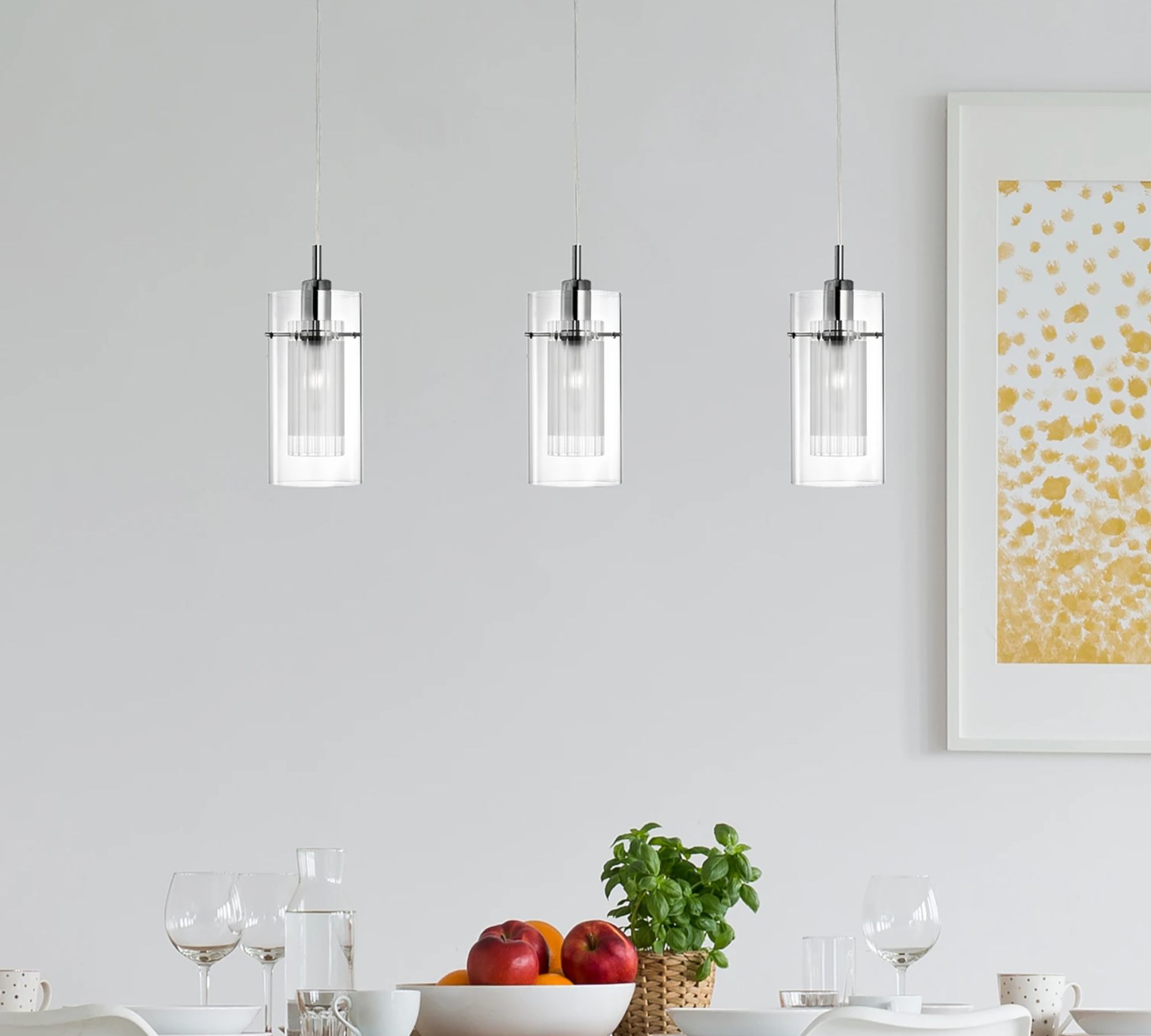 Pendant lamp clear glass 3-light
