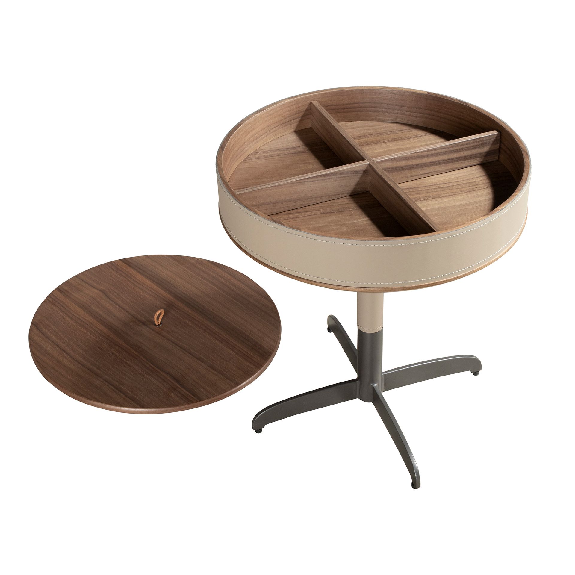 Round side table
Leather steel