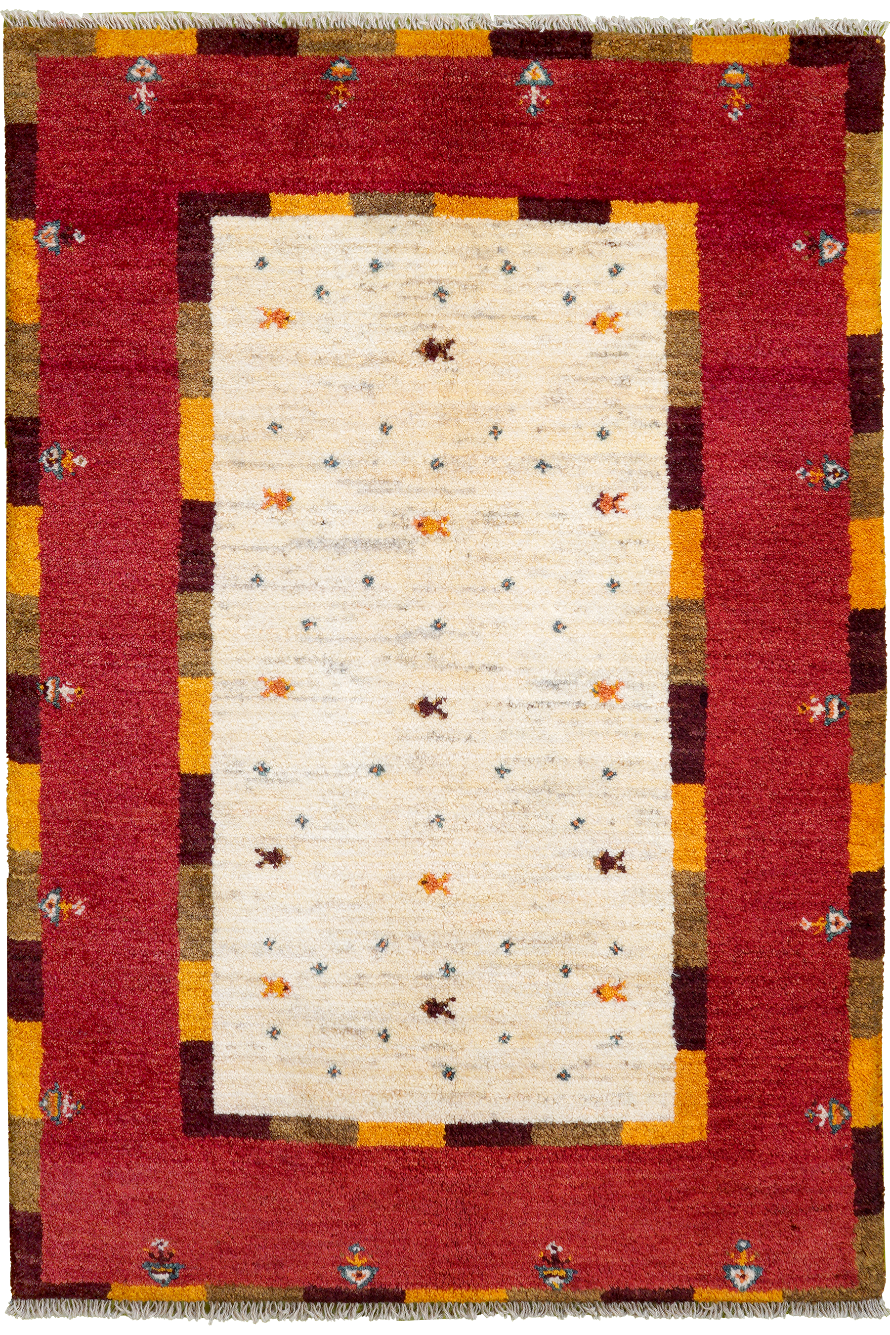 Gabbeh Teppich Wolle Beige