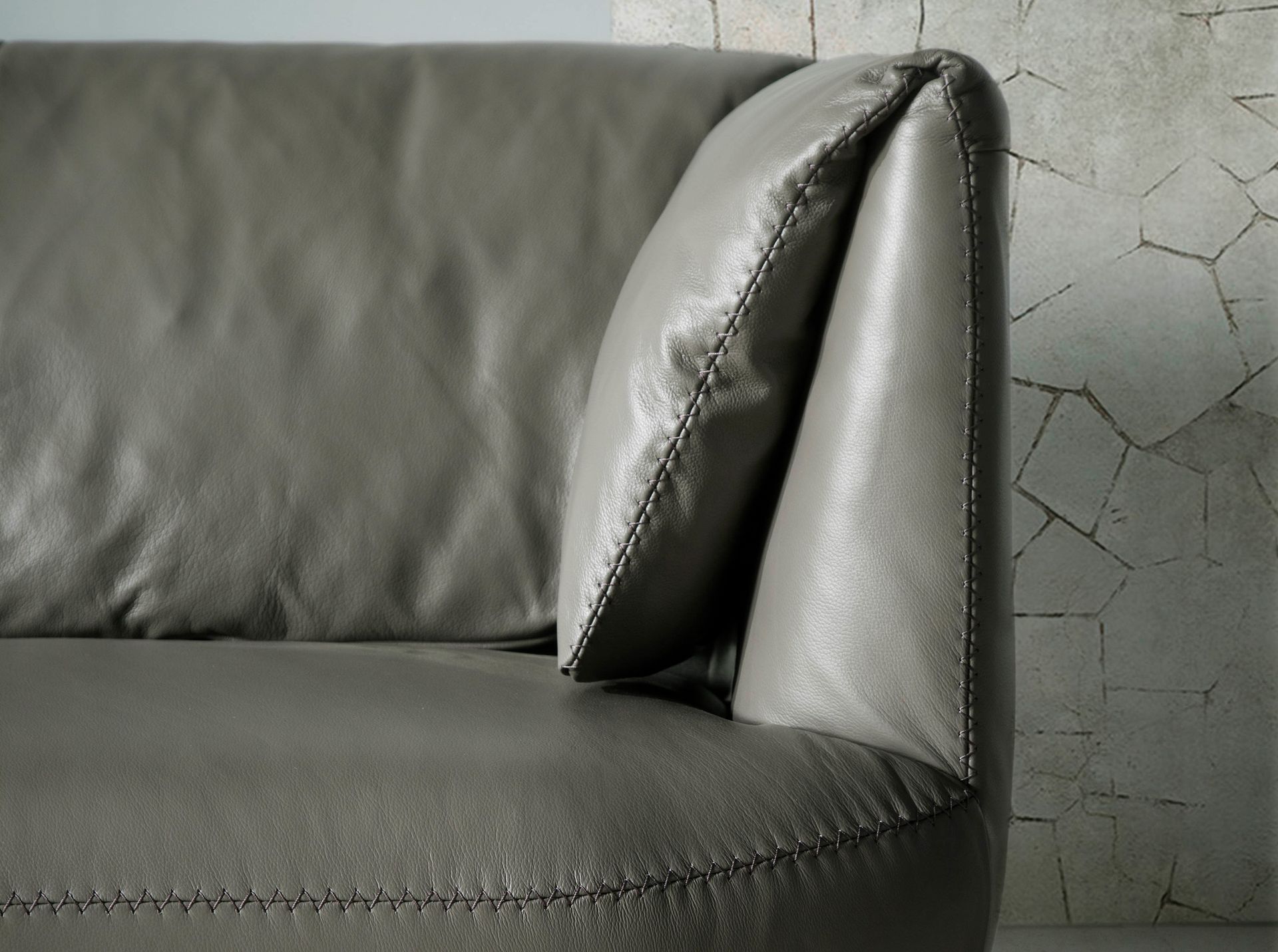 Sofa 2-Sitzer Leder Grau