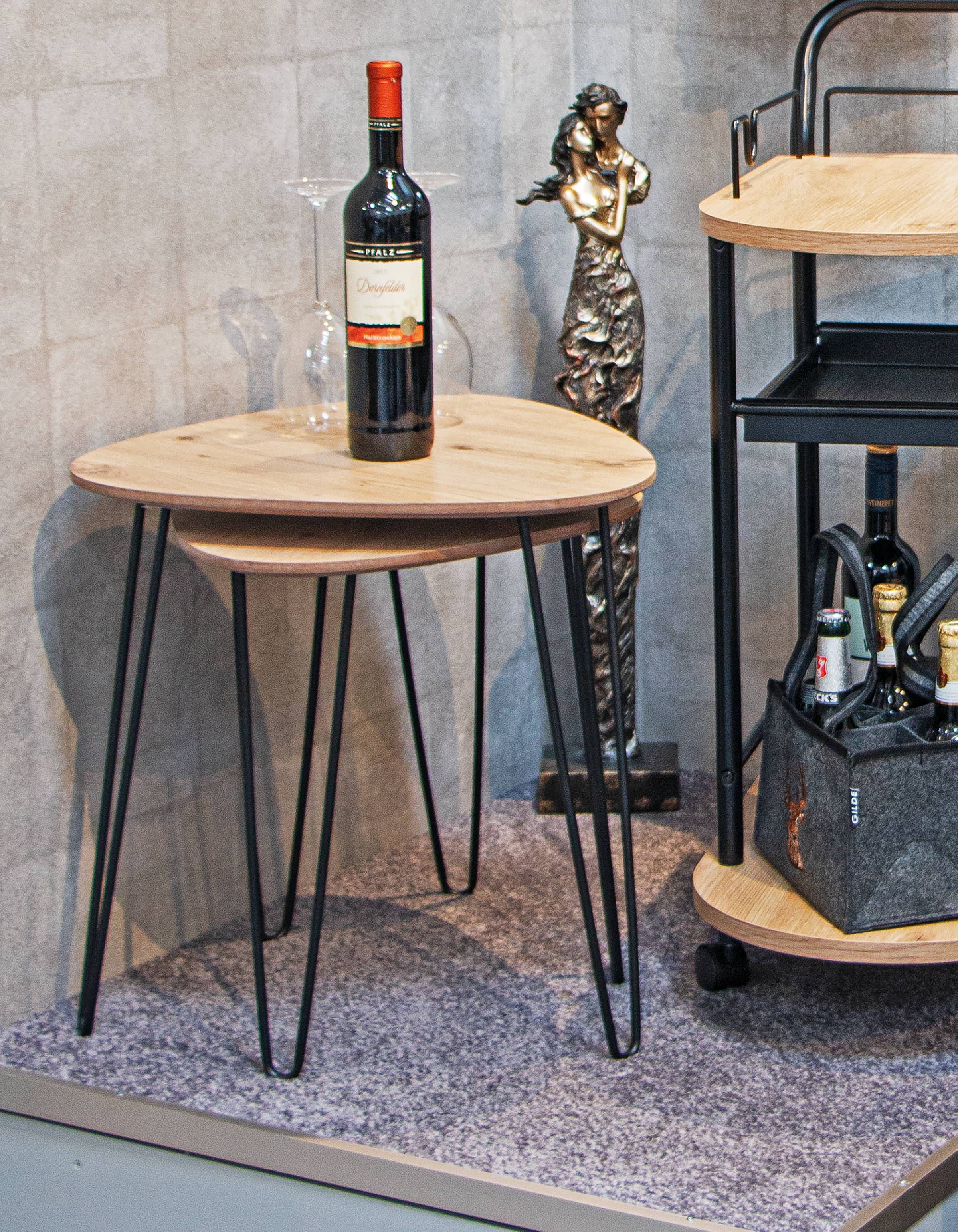 Bergen 2 Side table Oak decor Black