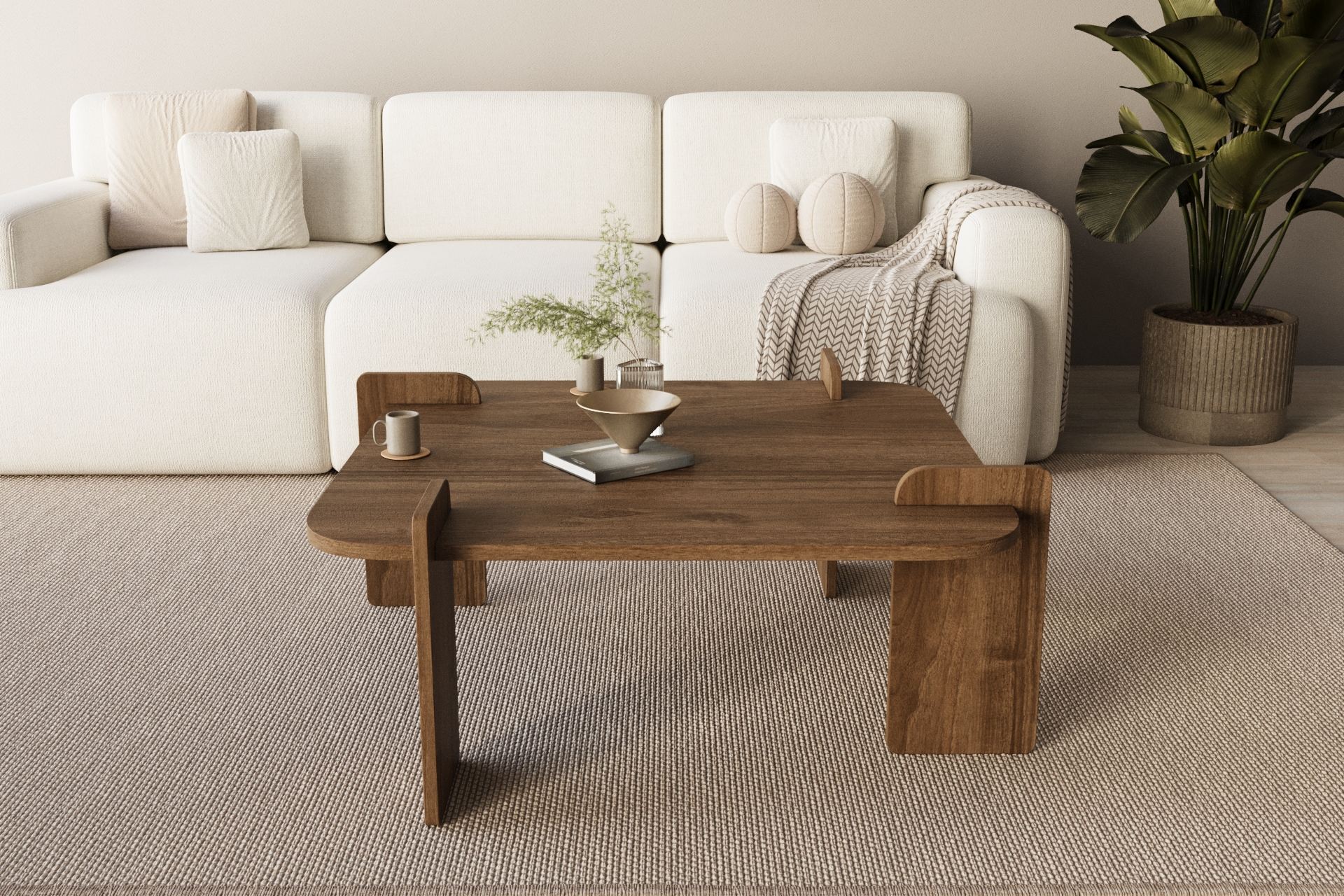 Coffee Table Walnut Brown Look