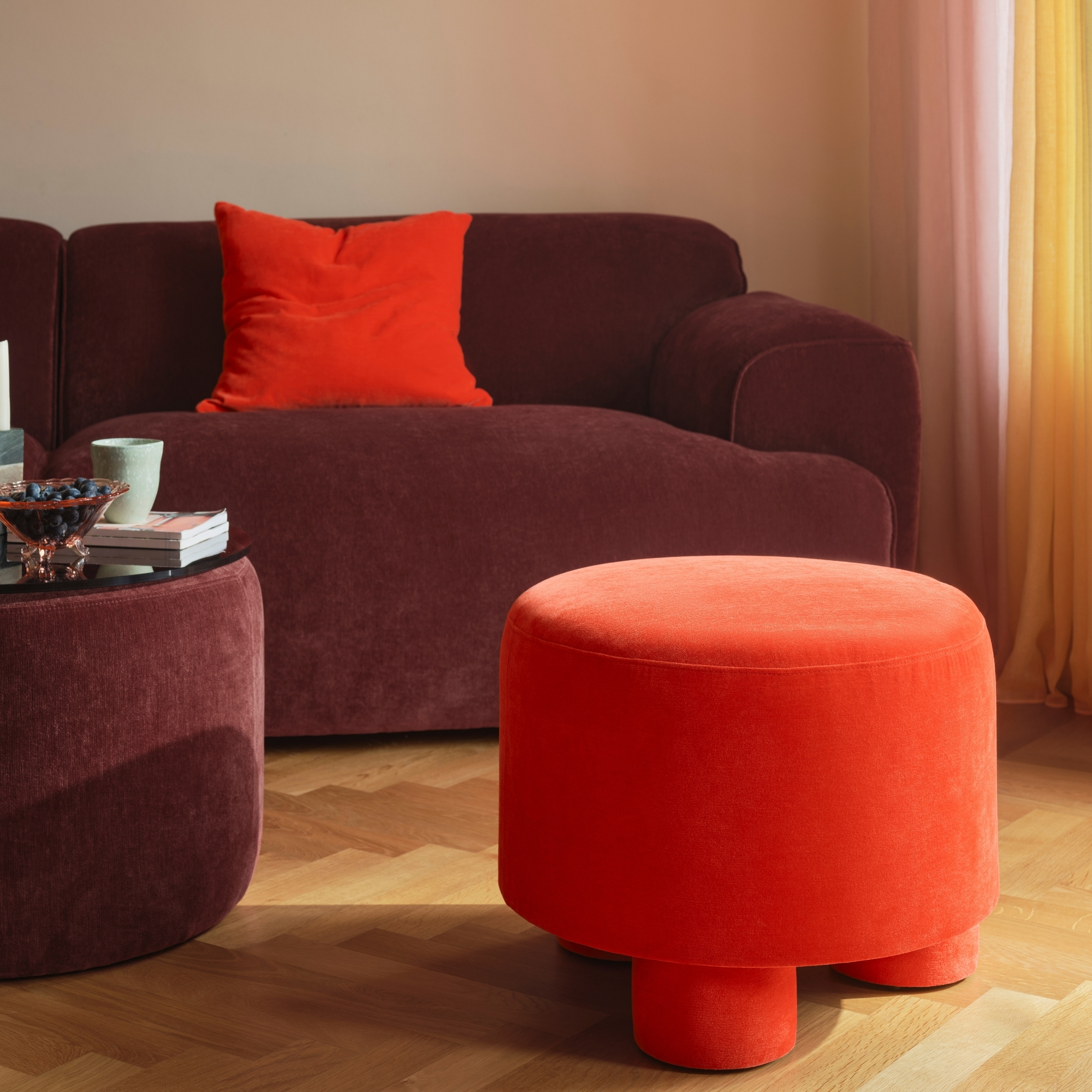 Greta Sofa 3-Sitzer Moss Burgundy