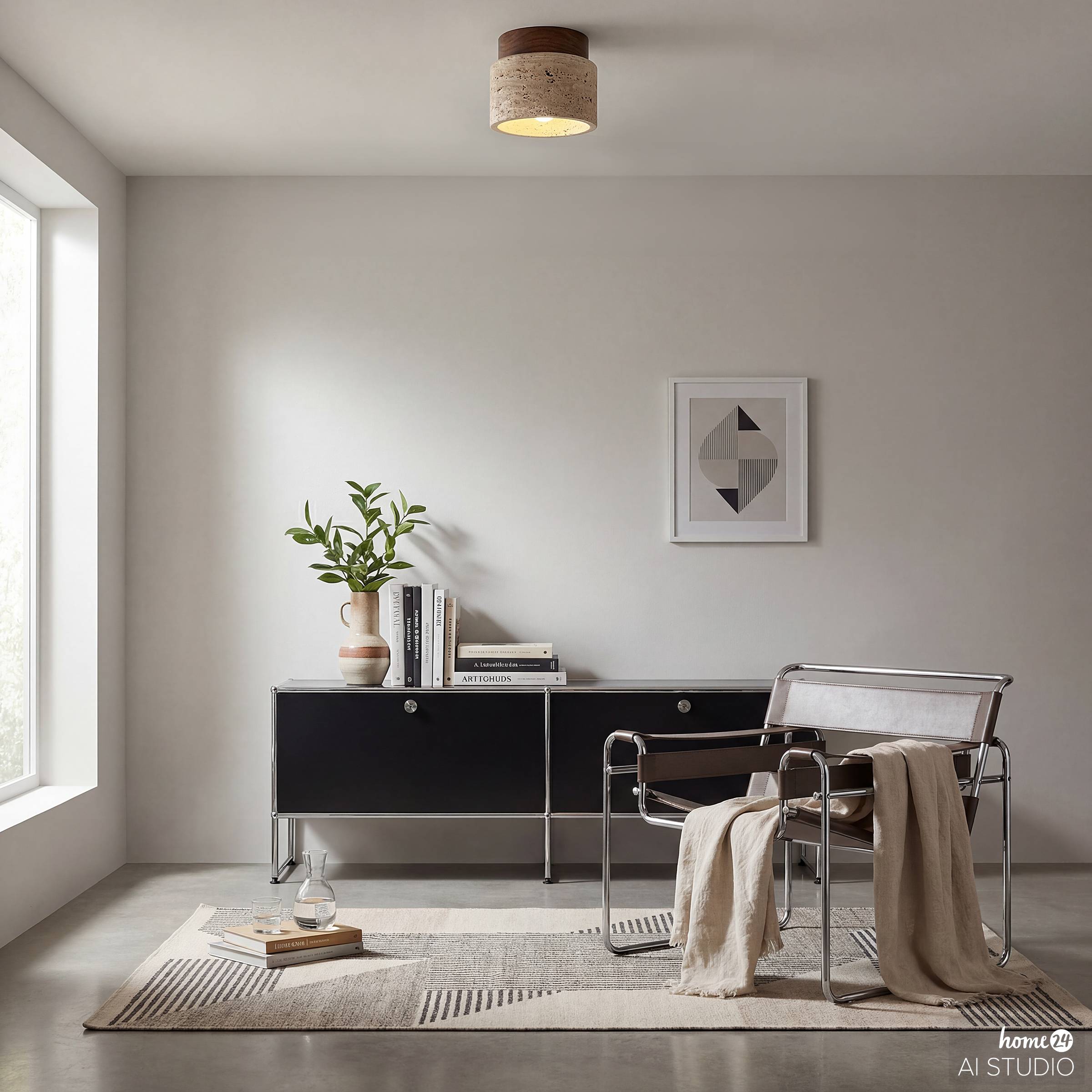 Prelo Deckenleuchte 1-flammig Kiefer Massiv Marmor Braun