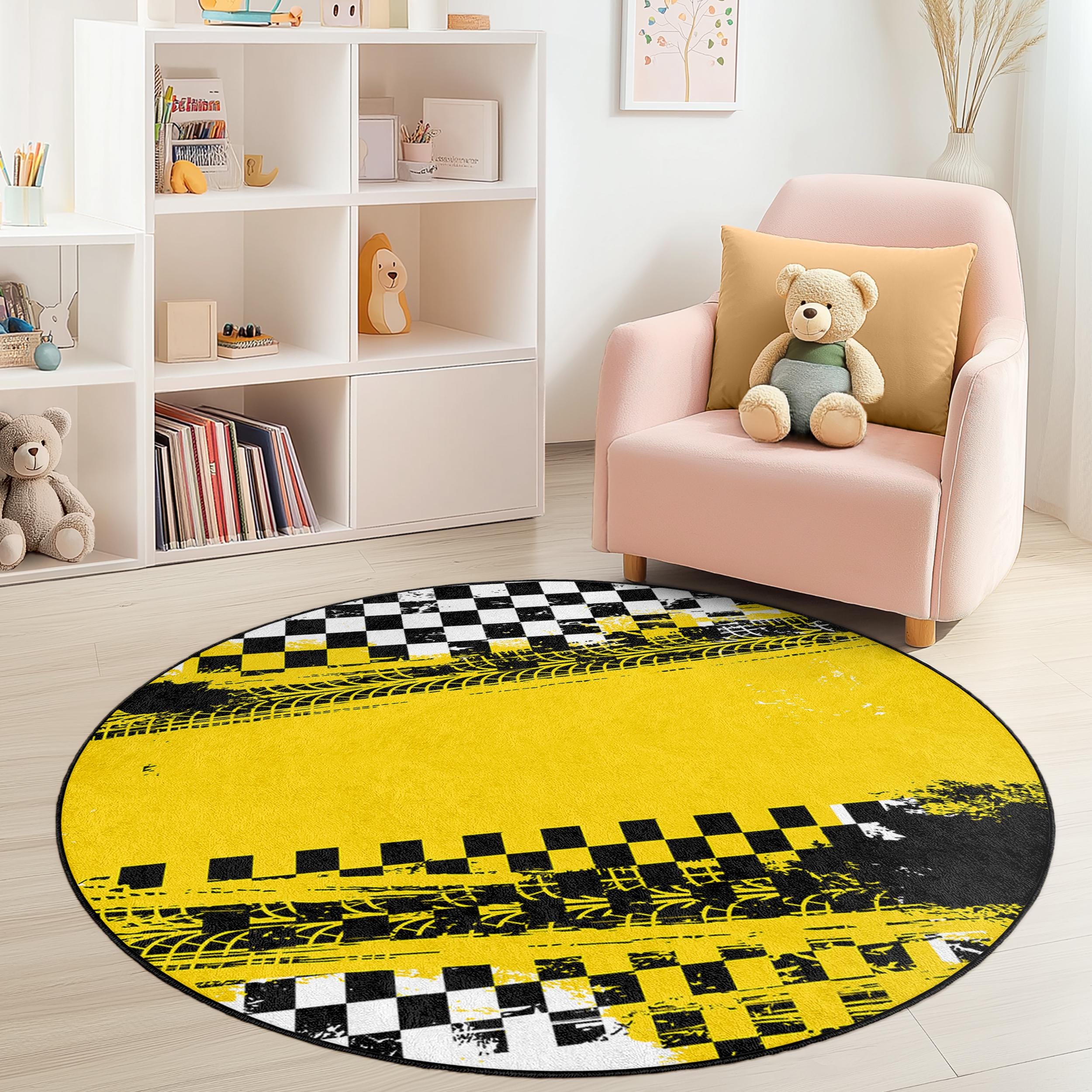 Reifen Spuren Kinderteppich Mehrfarbig ⌀120cm