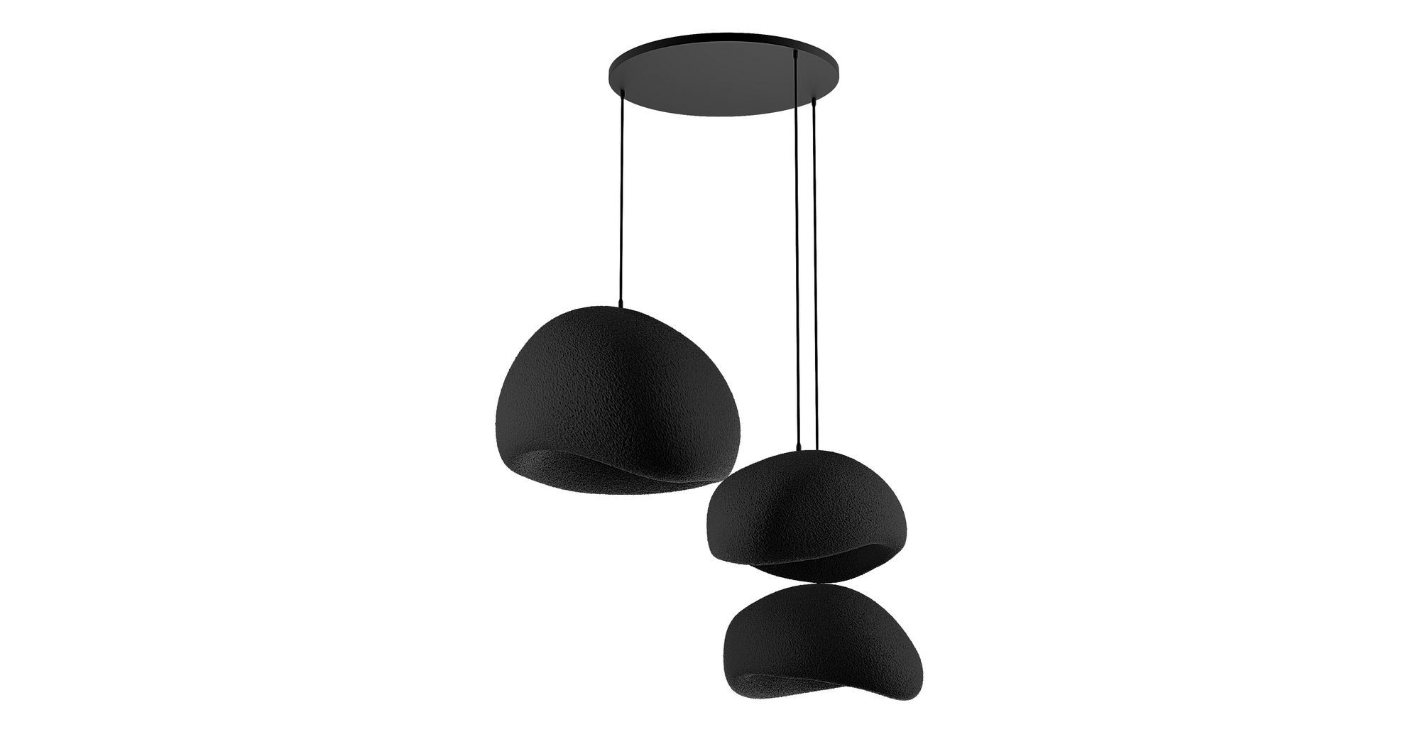 3-Flammig Wabi Sabi Stillforms Pendelleuchte Schwarz