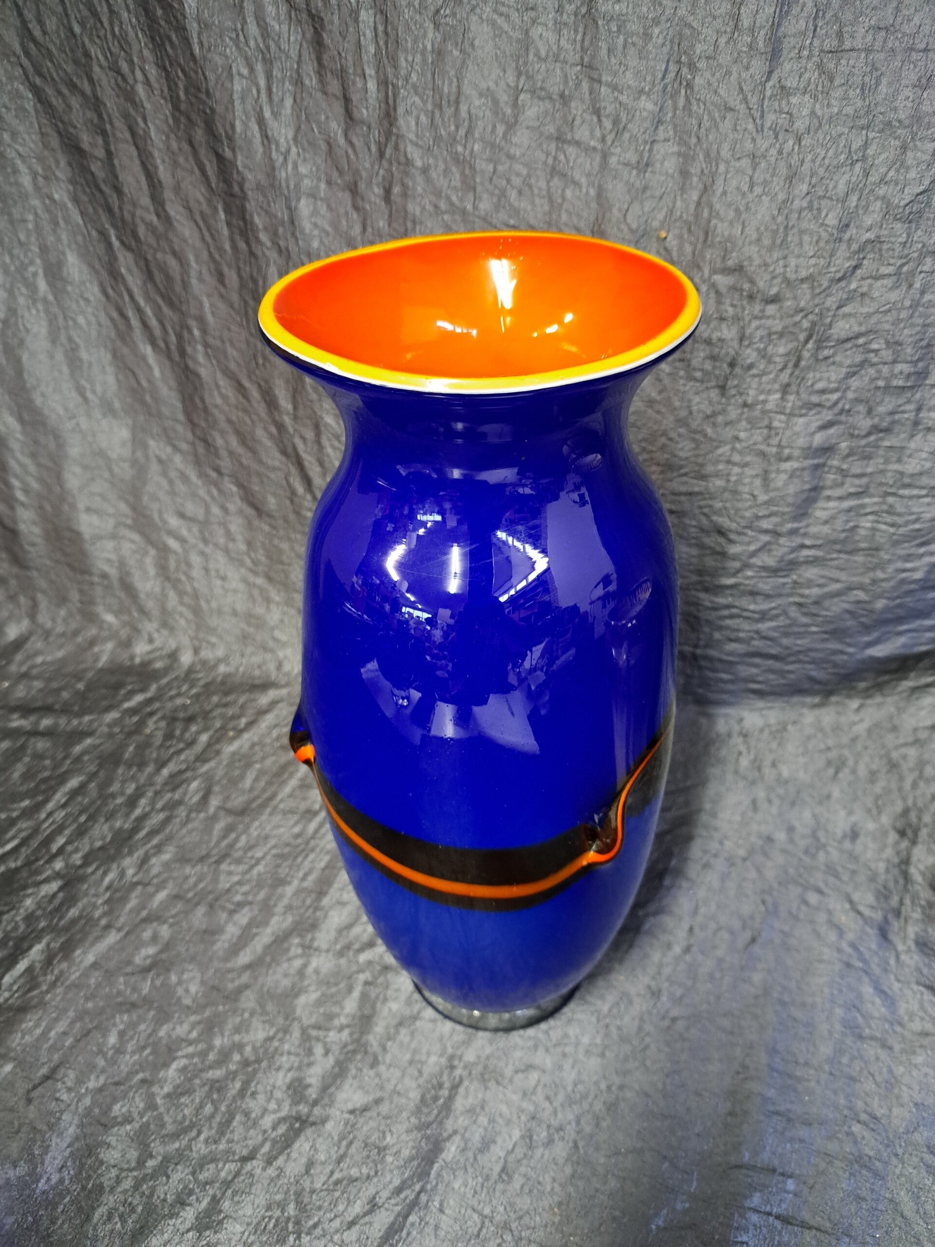 Vintage Vase Glas Mundgeblasen Mehrfarbig