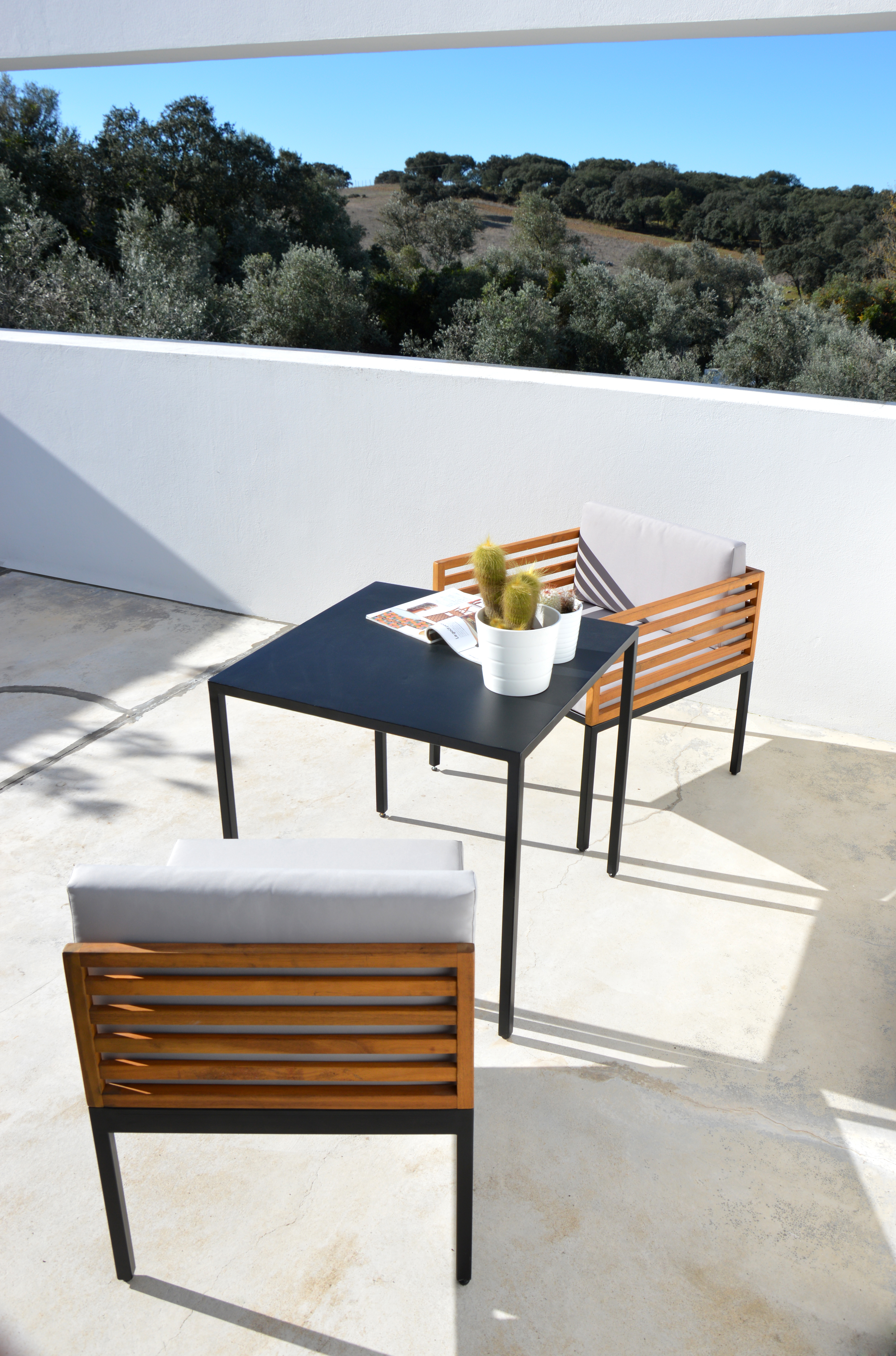 L07 Balcony furniture set Acacia wood Black