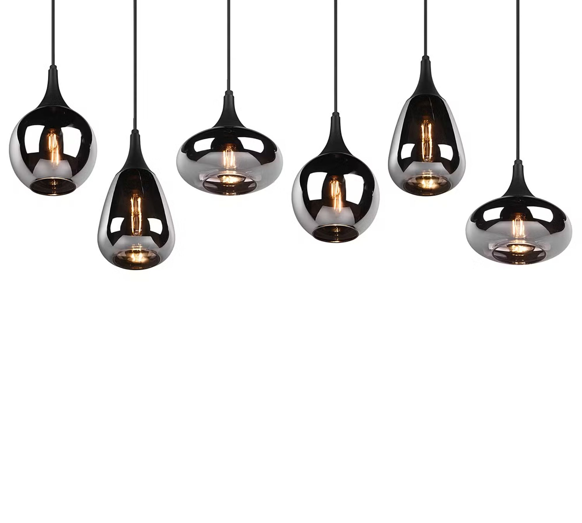 Pendelleuchte 6-flammig Rauchglas Stahl