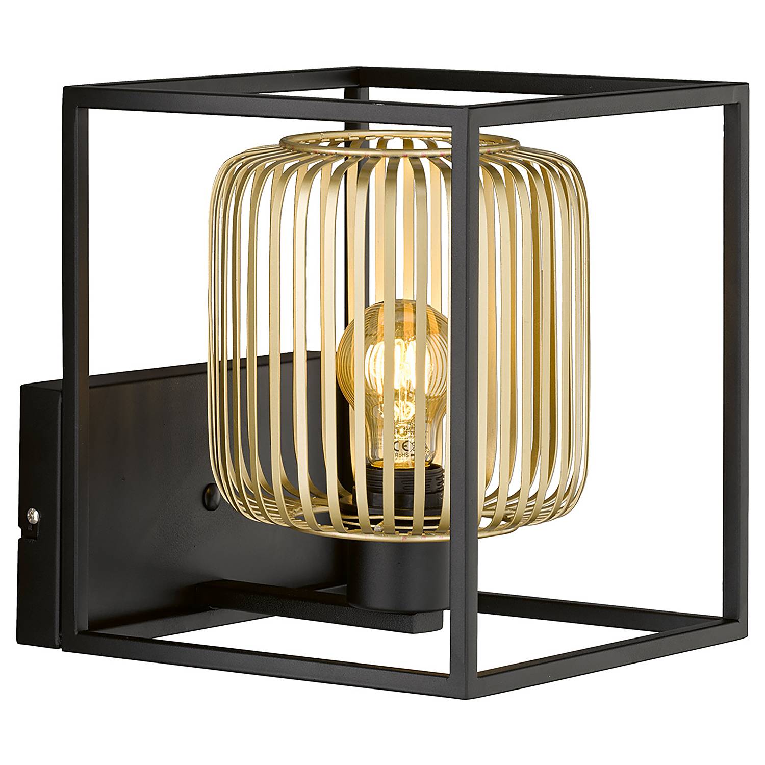 Wandleuchte Caydo Edelstahl Schwarz Gold