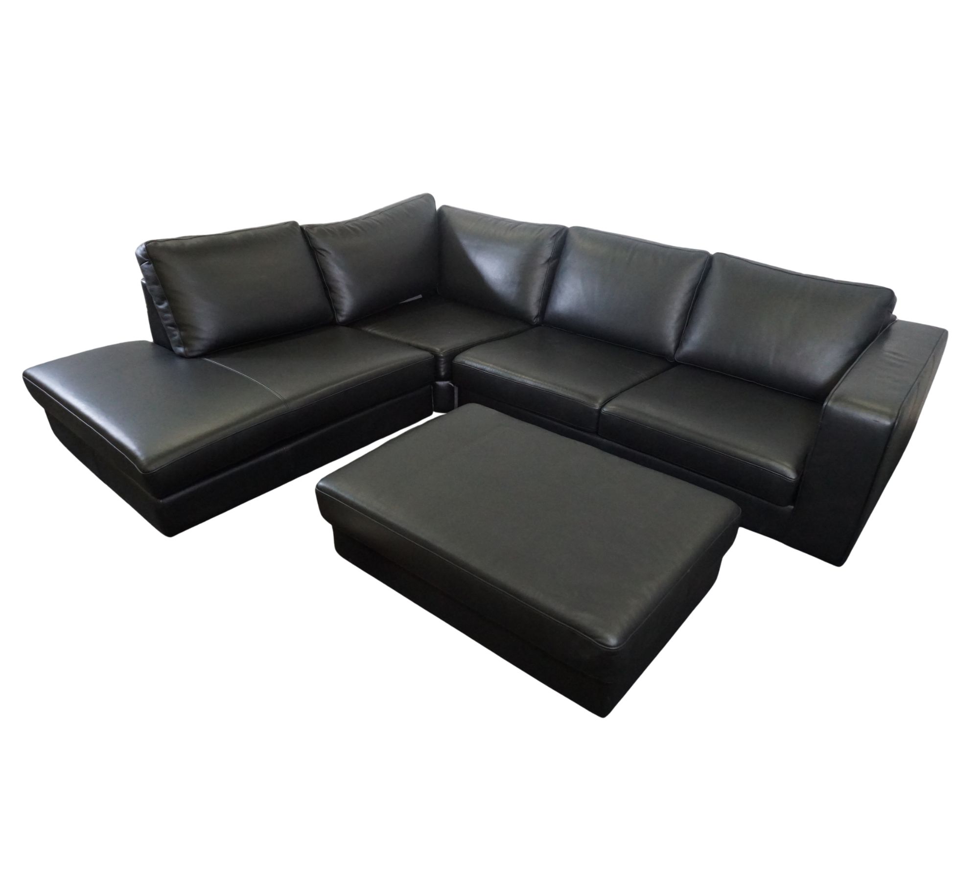 Indivi Ecksofa mit Ruhemodul & Hocker Salto-Leder Schwarz