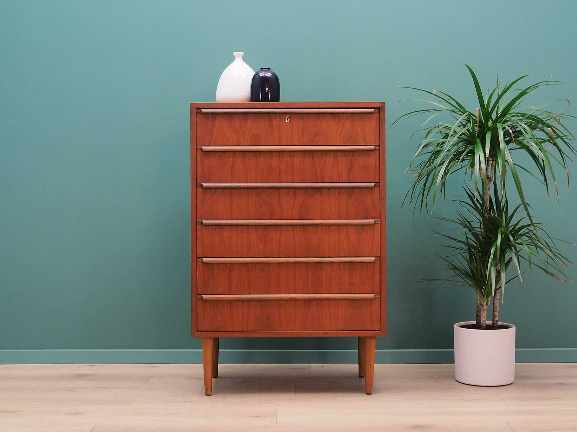 Vintage chest of drawers Teak wood Brown 1970s