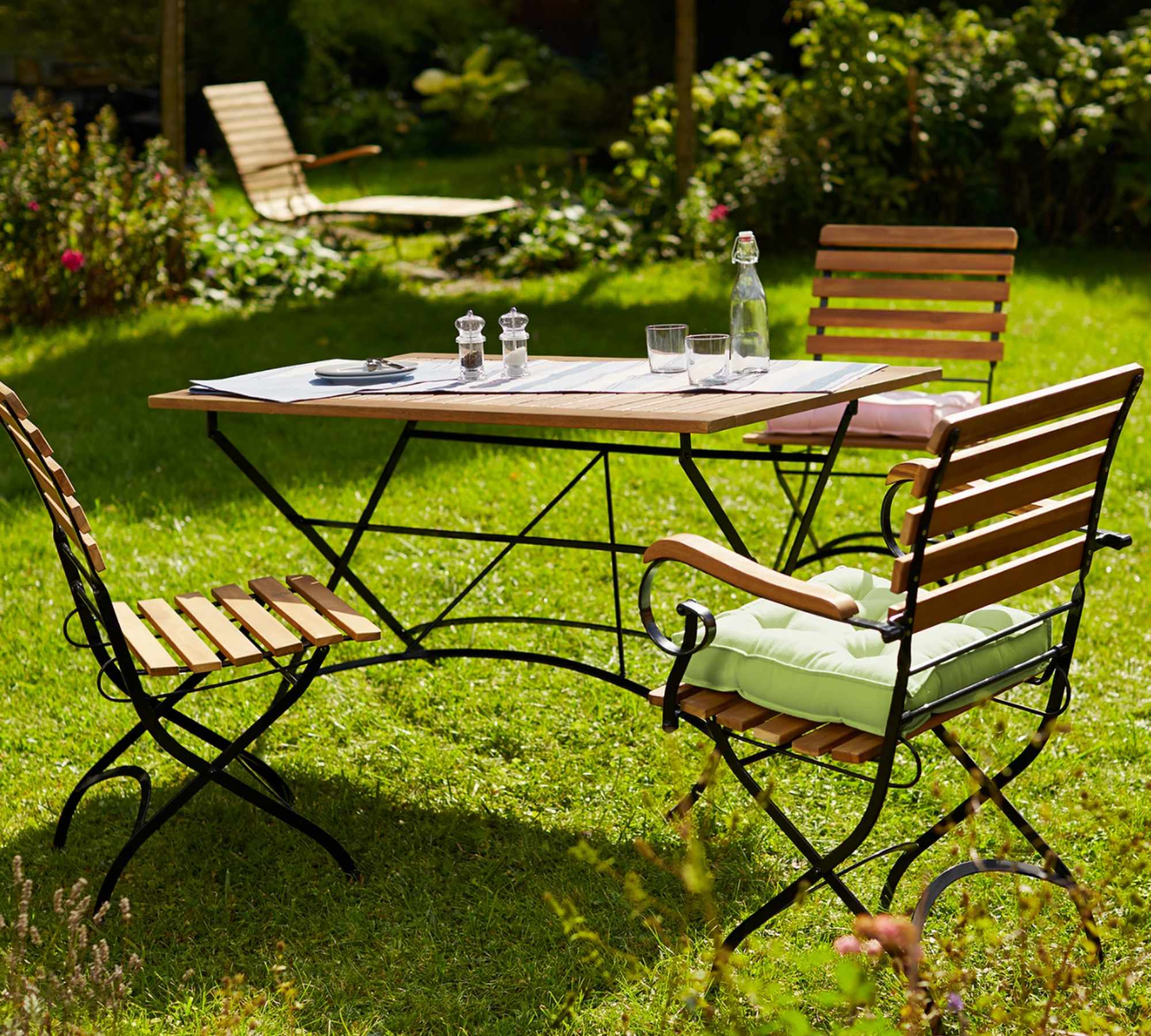 Gartenstuhl Metall Akazienholz Geölt