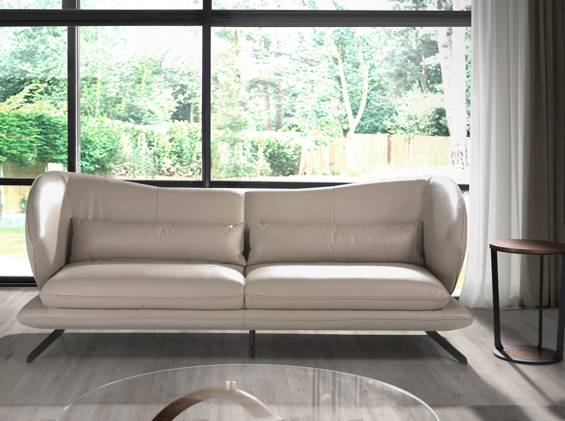 3-Sitzer Sofa in taubengrauem Leder 6146