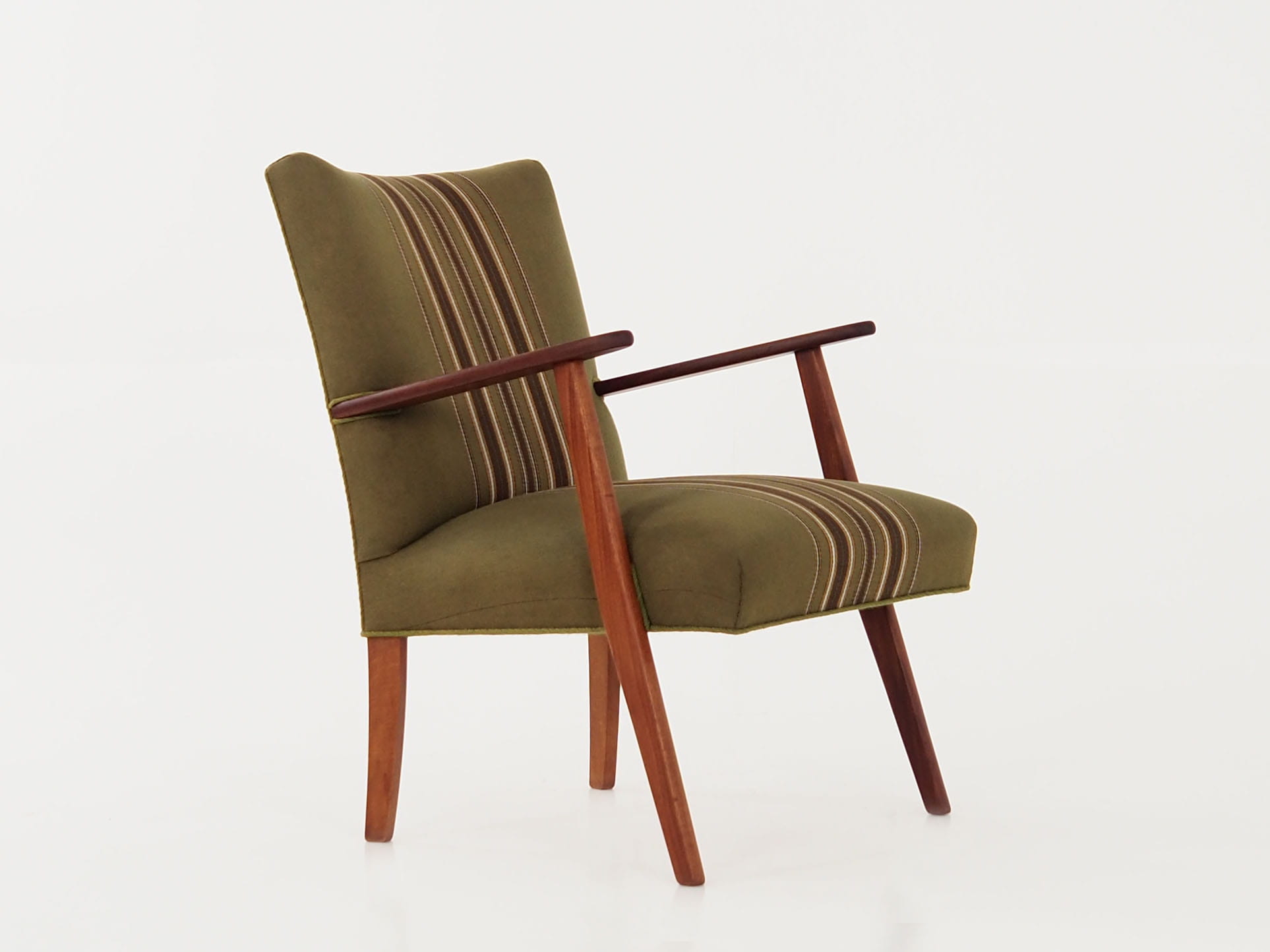 Vintage Chair Teak Wood Textile Green 1960s