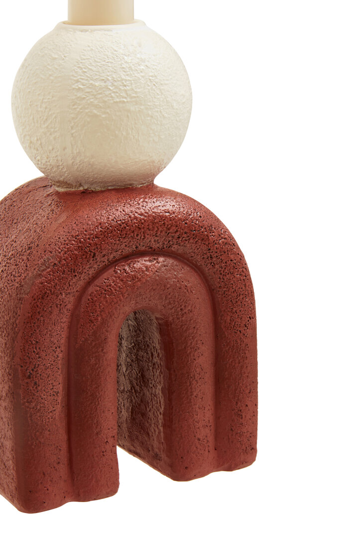 Candlestick Holder Cream Red