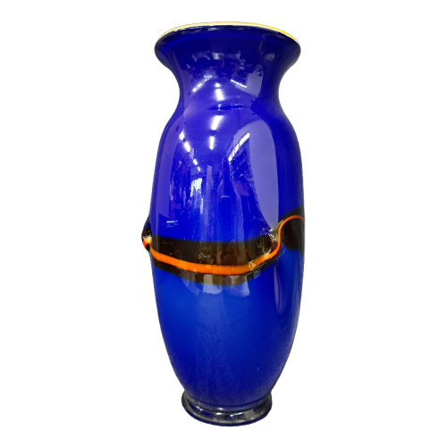 Vintage Vase Mundgeblasen Glas Blau