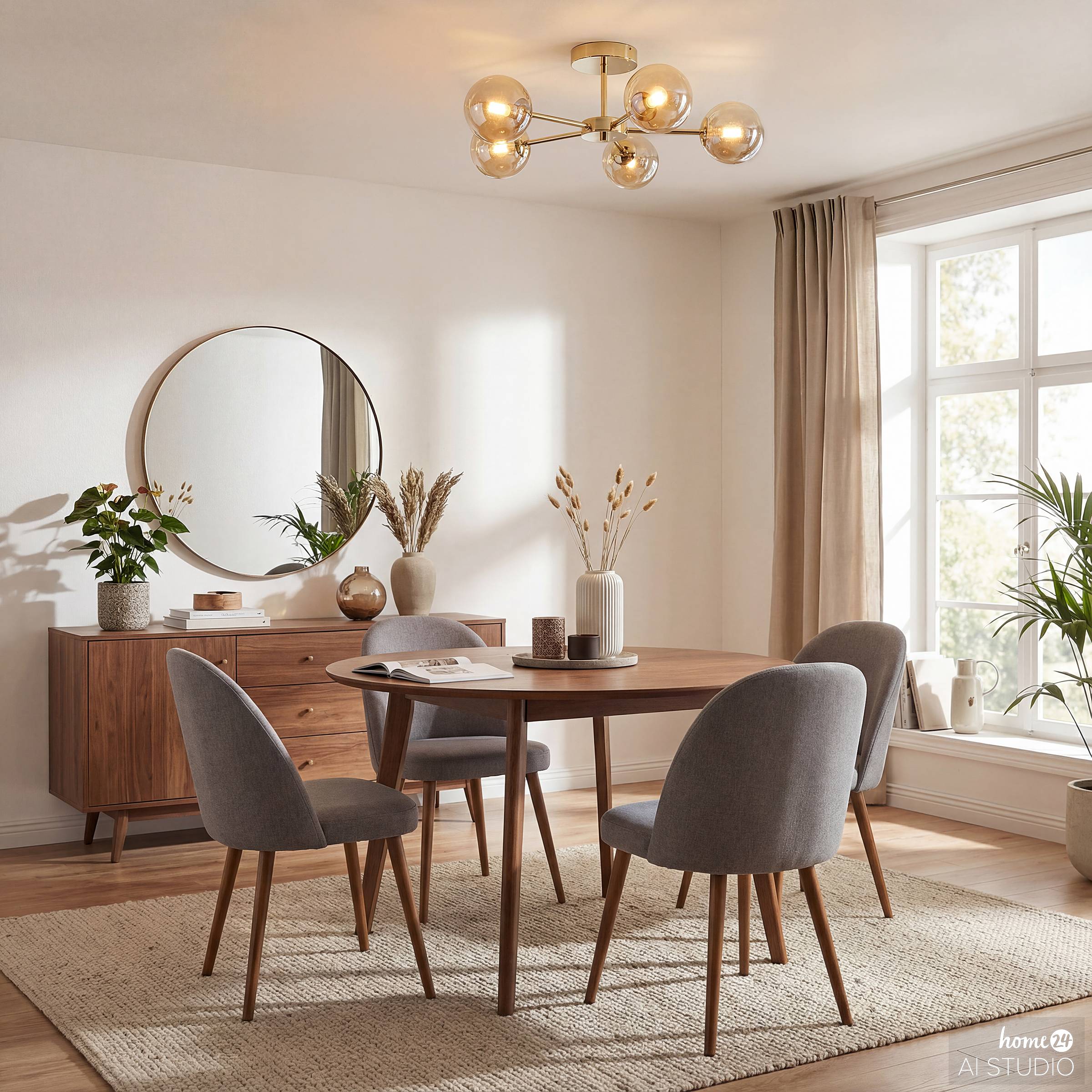 Ilumo Deckenleuchte 5-flammig Farbglas Eisen Beige