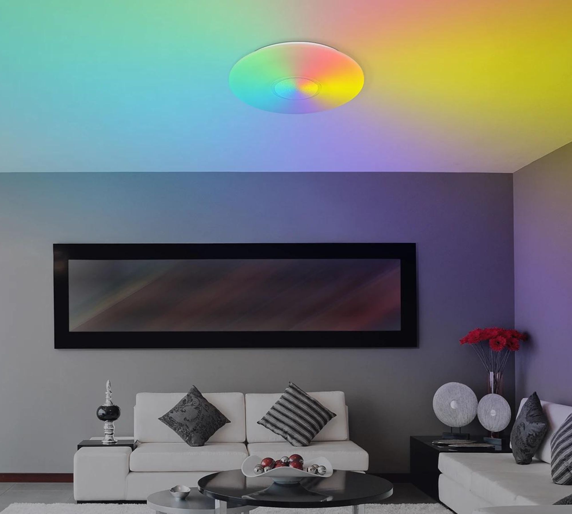 LED Deckenleuchte 1-flammig Glas Metall Weiß