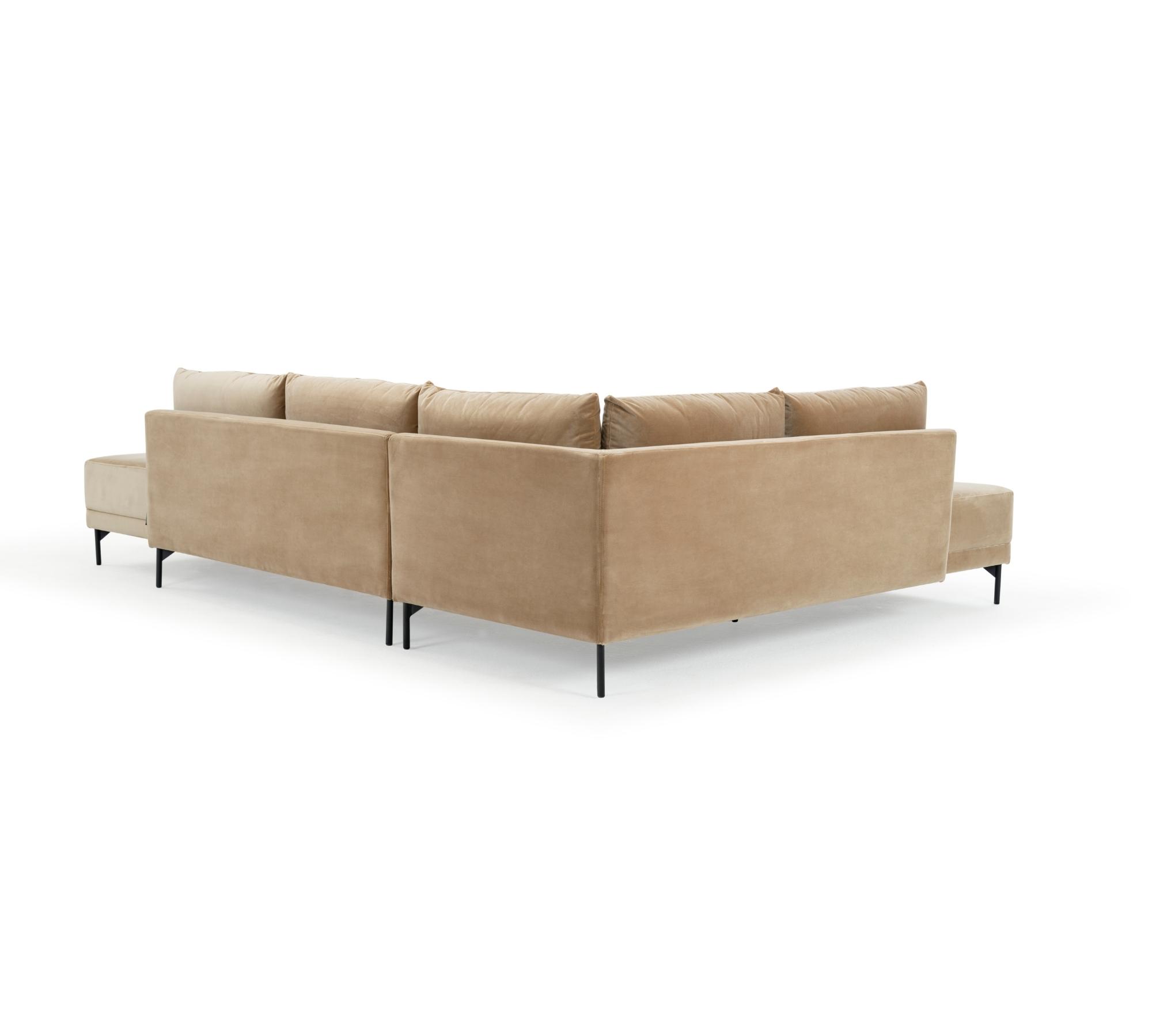 Vivica Schlafsofa Récamiere Links Velours Matt Beige